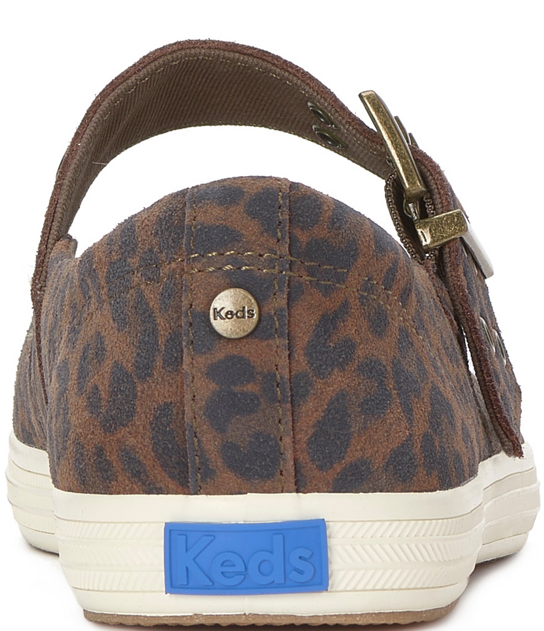 Keds Square Toe Leopard Print Mary Jane Ballet Flats