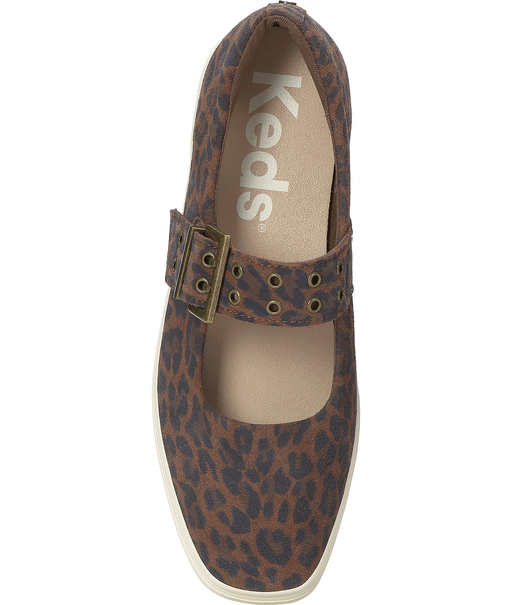 Keds Square Toe Leopard Print Mary Jane Ballet Flats