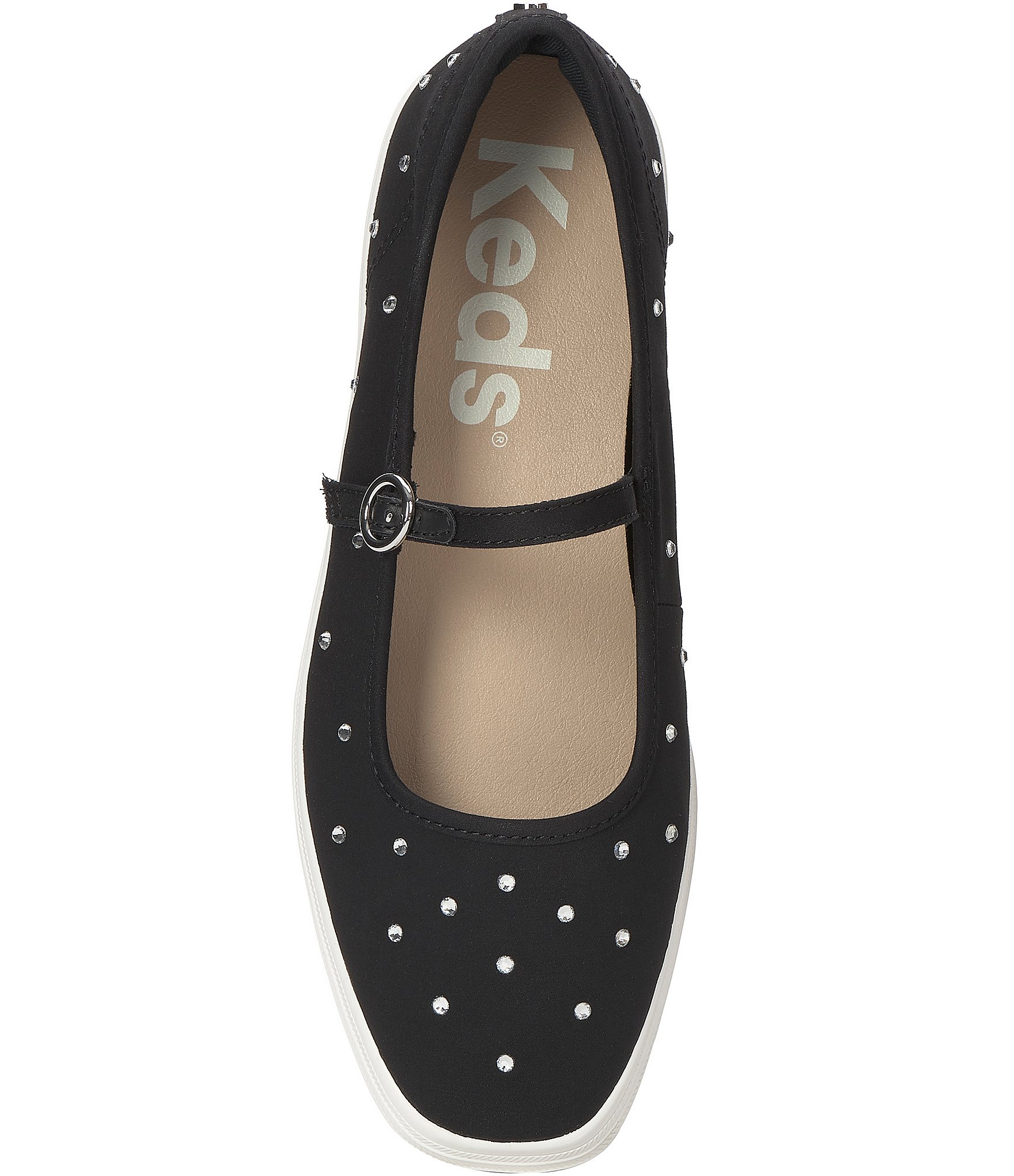 Keds Square Toe Rhinestone Mary Jane Ballet Flats