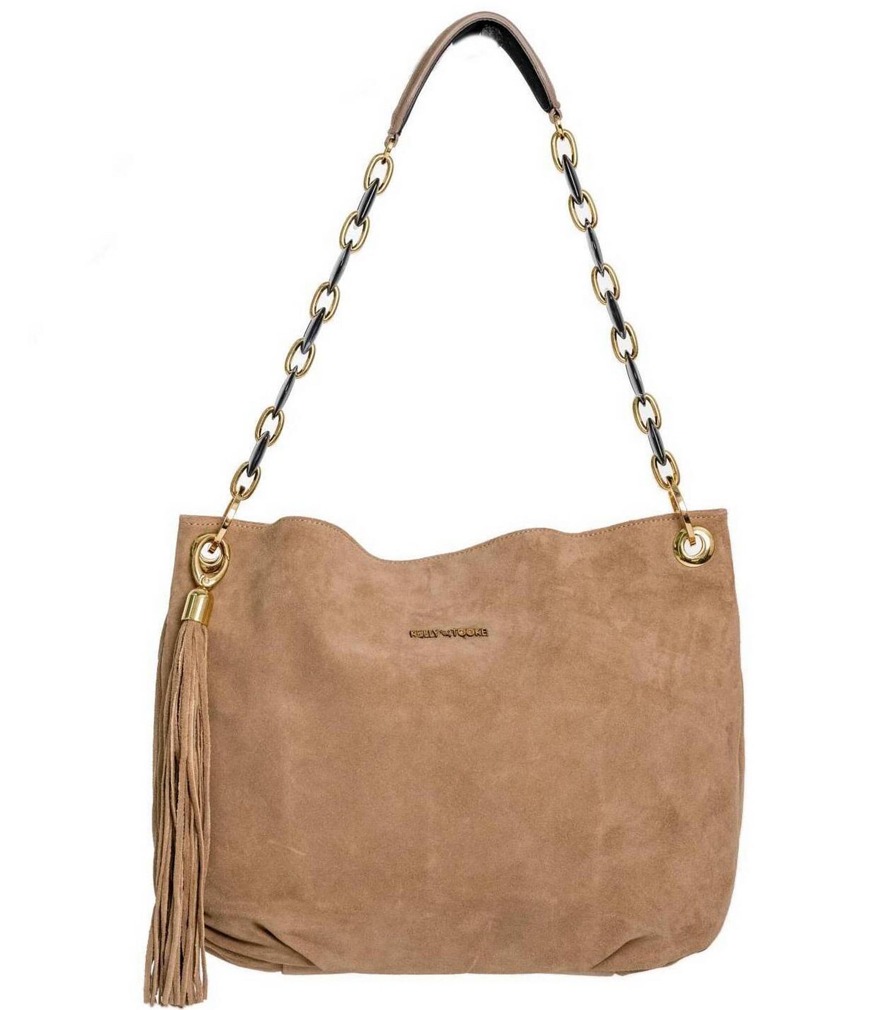 Kelly-Tooke Medium Soho Black & Gold Chain Leather Tassel Satchel Bag