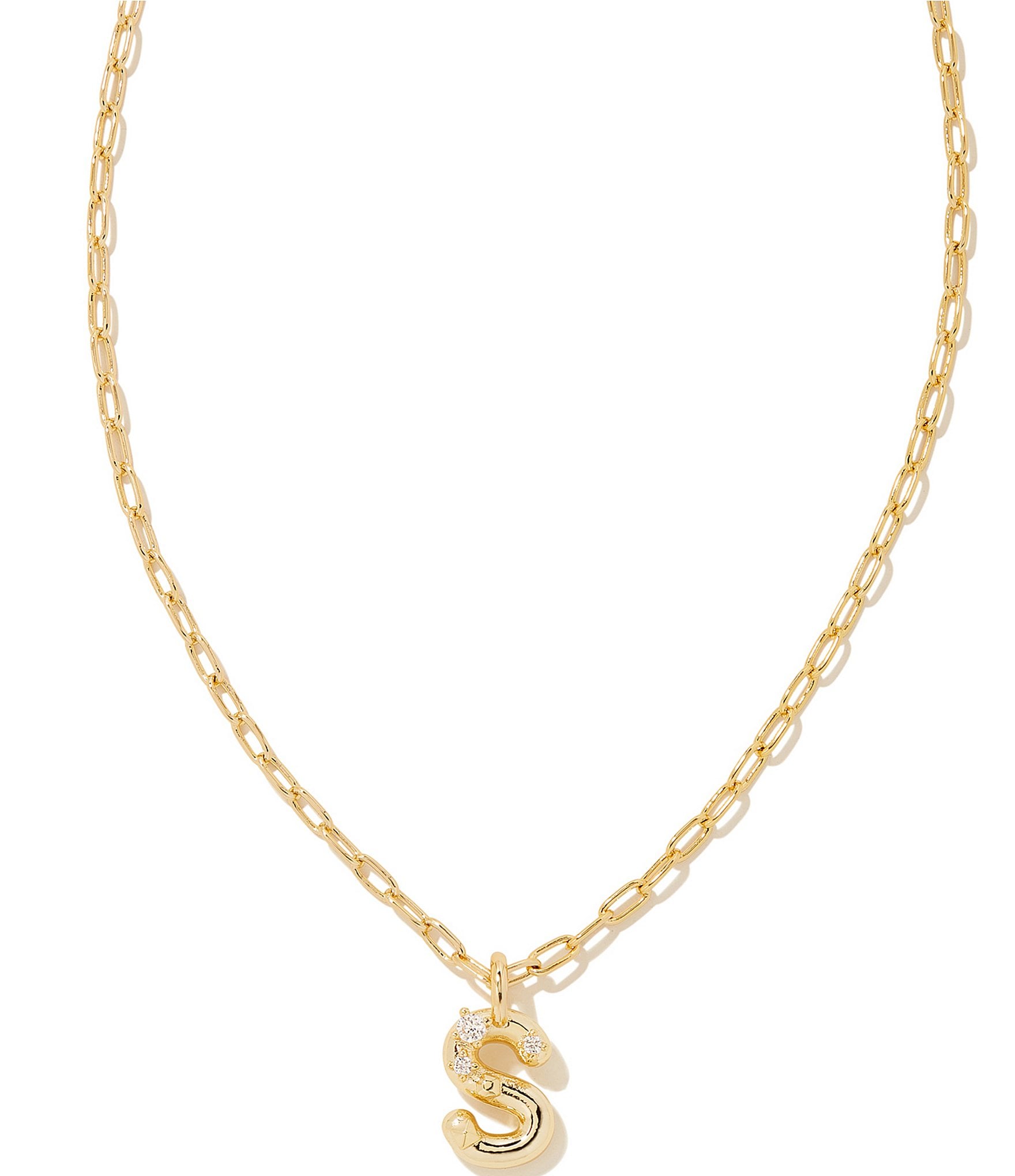 Kendra Scott Crystal Initial Gold Short Pendant Necklace