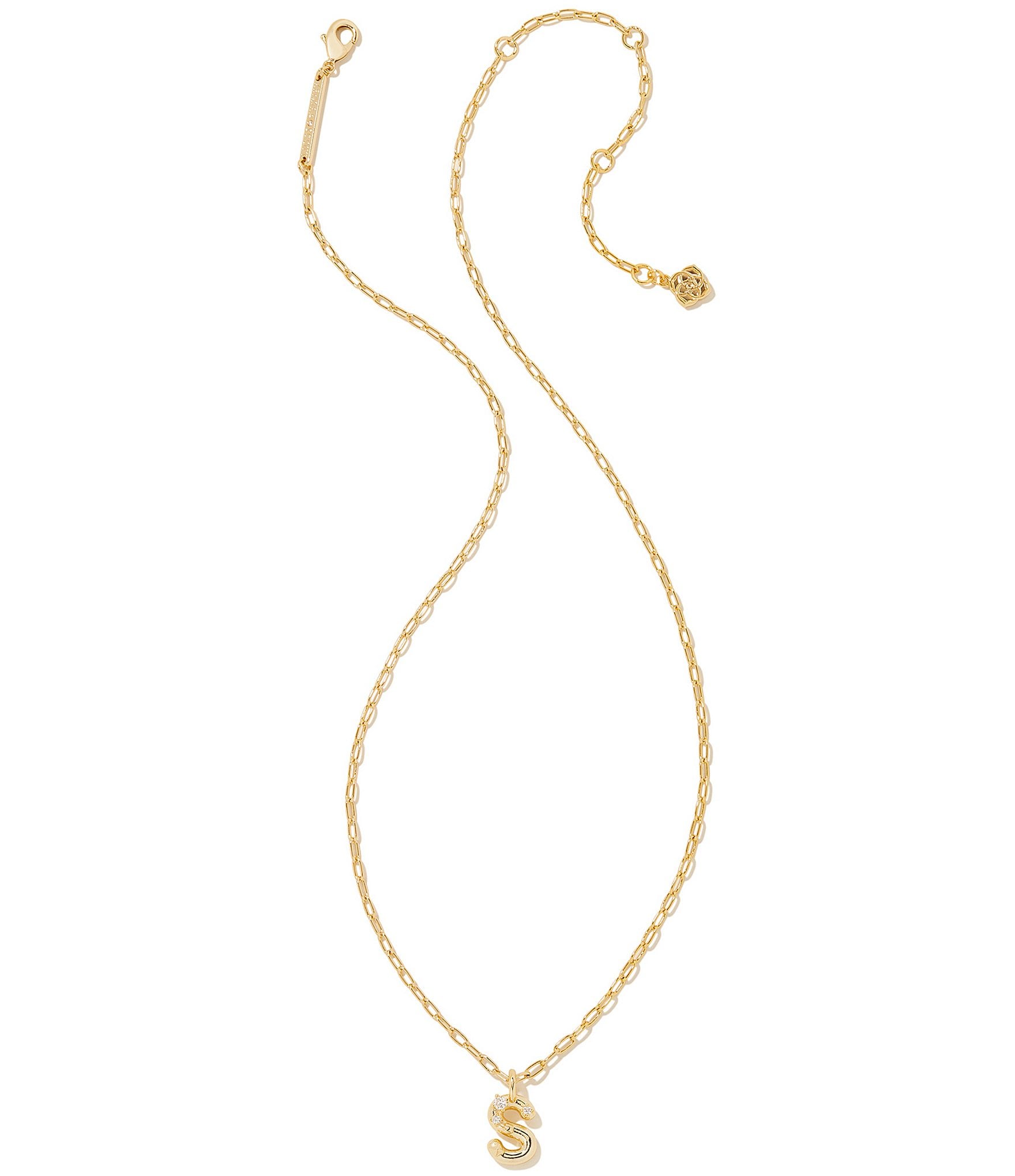 Kendra Scott Crystal Initial Gold Short Pendant Necklace