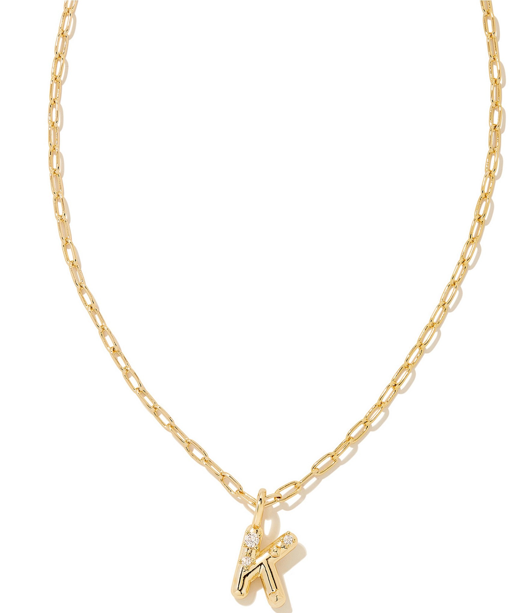 Kendra Scott Crystal Initial Gold Short Pendant Necklace