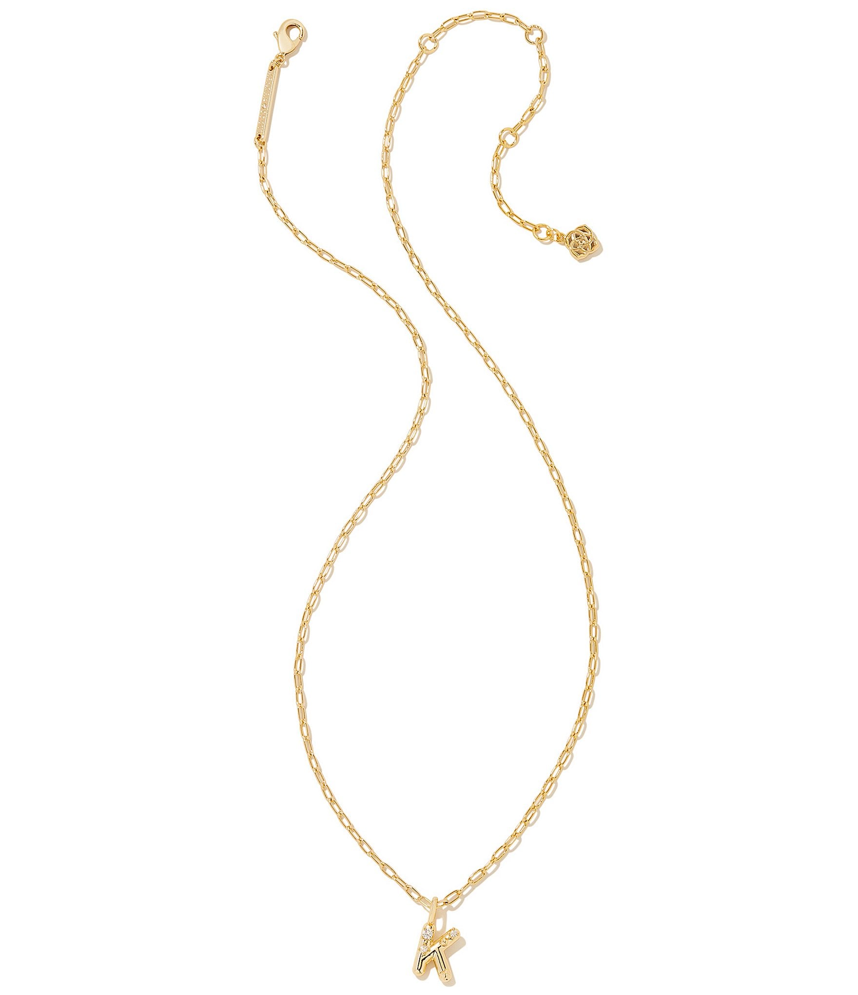 Kendra Scott Crystal Initial Gold Short Pendant Necklace