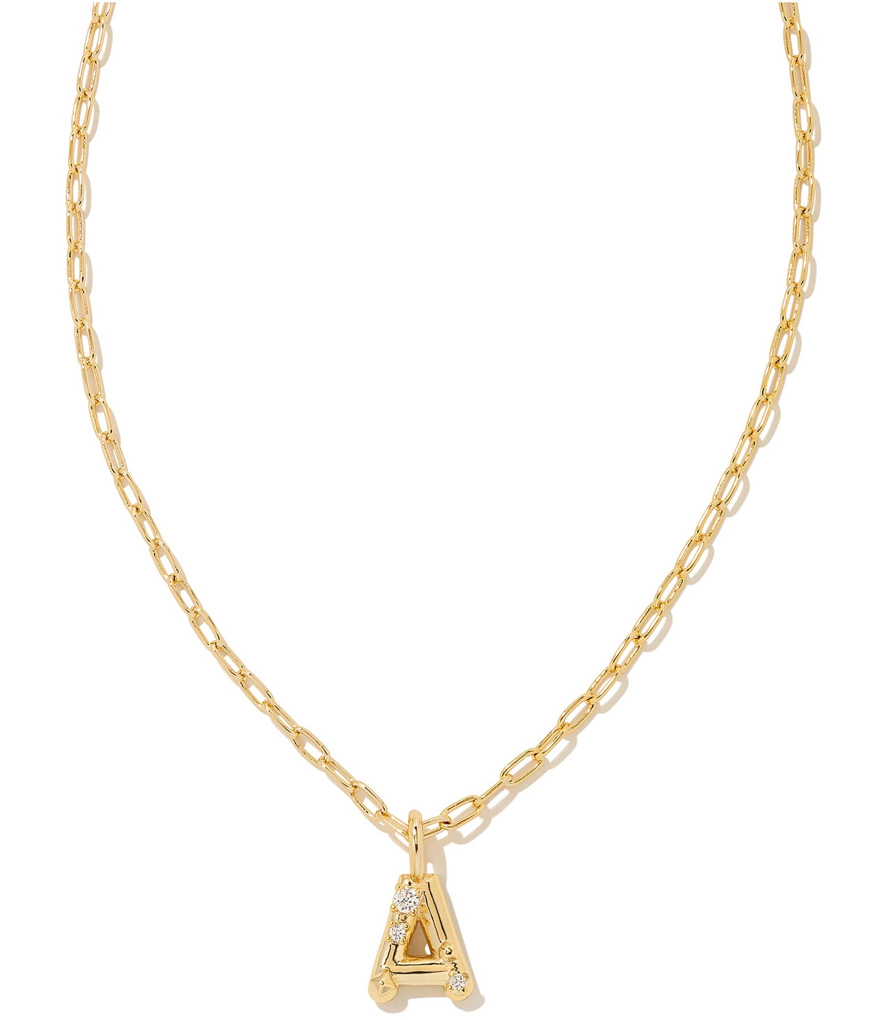 Kendra Scott Crystal Initial Gold Short Pendant Necklace