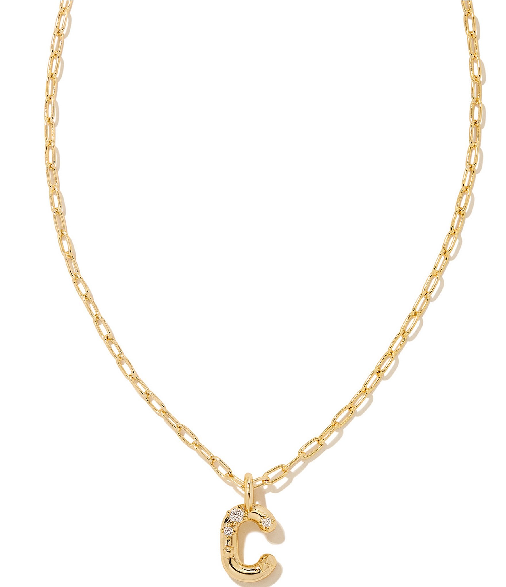 Kendra Scott Crystal Initial Gold Short Pendant Necklace