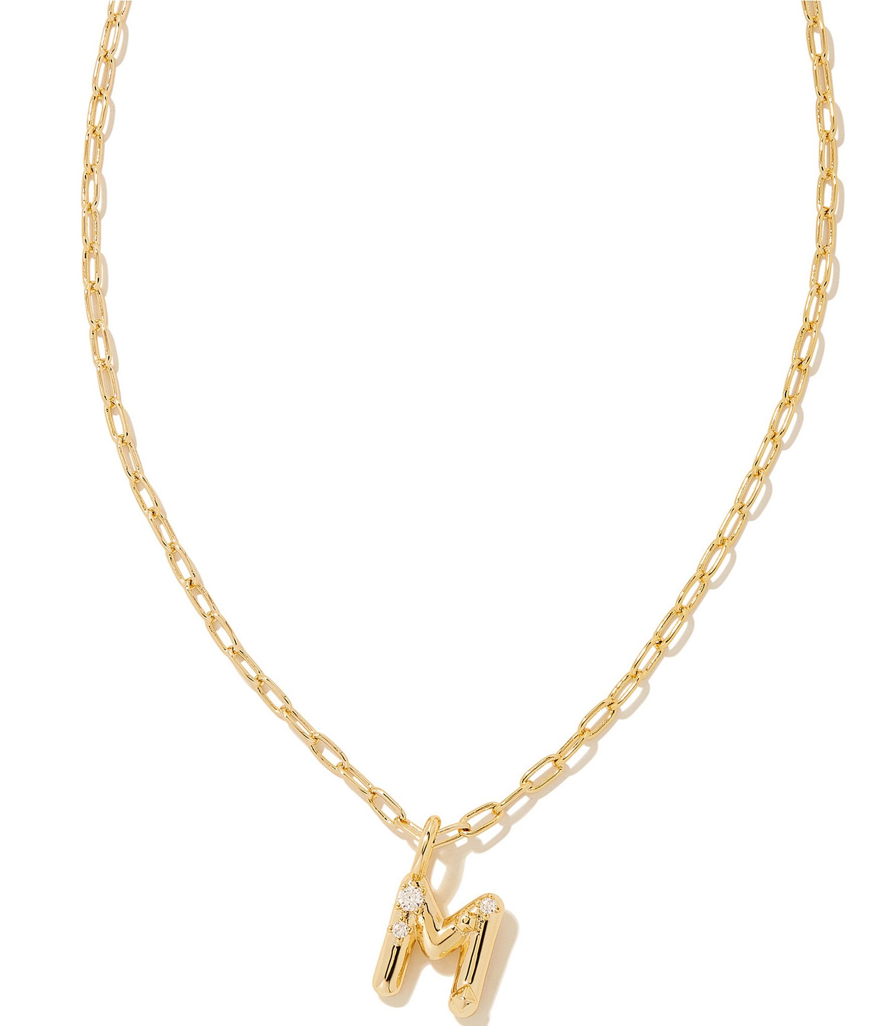 Kendra Scott Crystal Initial Gold Short Pendant Necklace