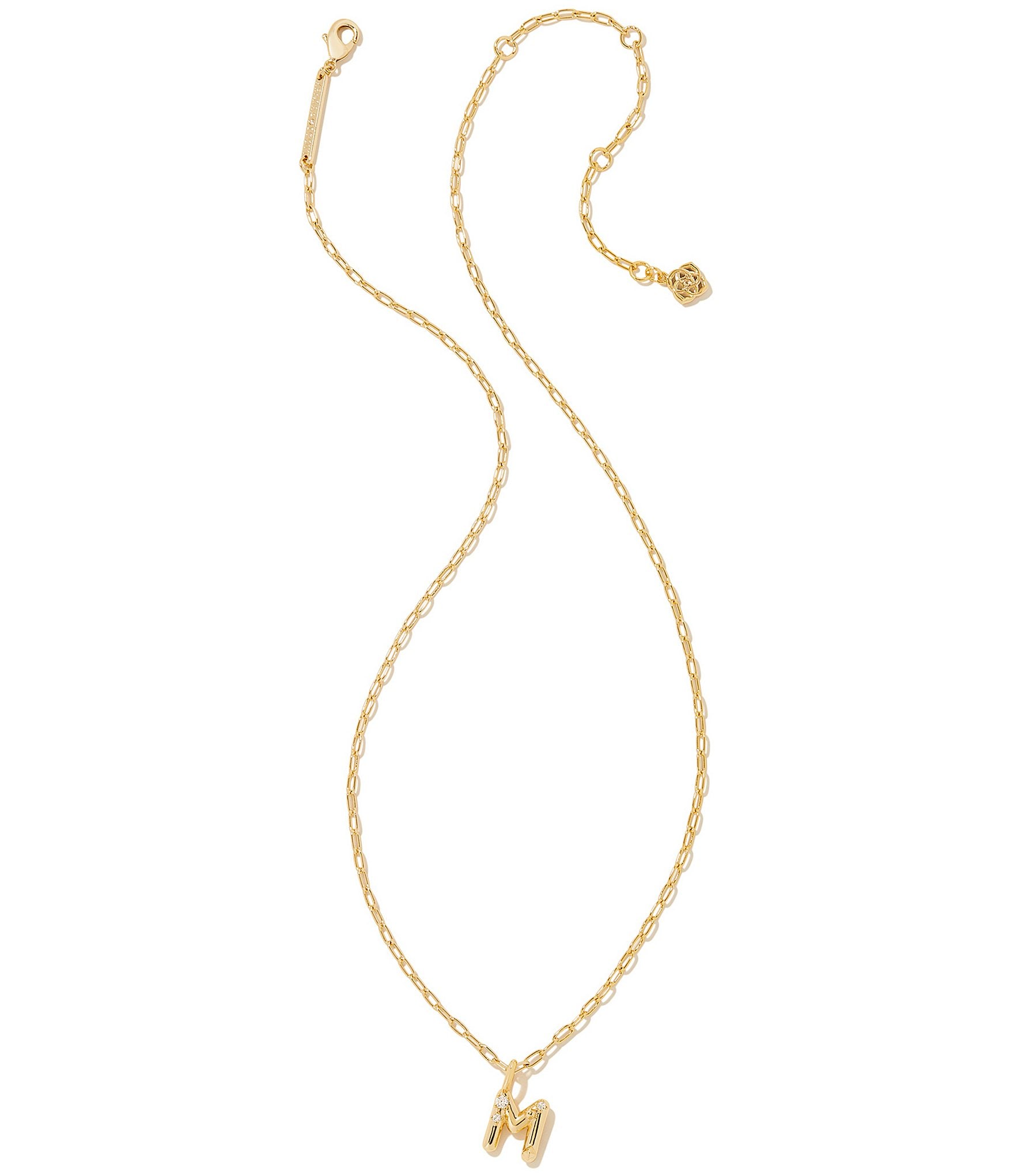 Kendra Scott Crystal Initial Gold Short Pendant Necklace