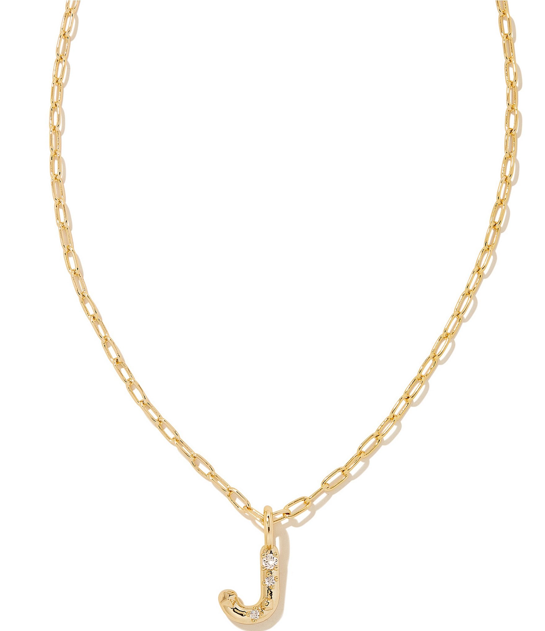 Kendra Scott Crystal Initial Gold Short Pendant Necklace