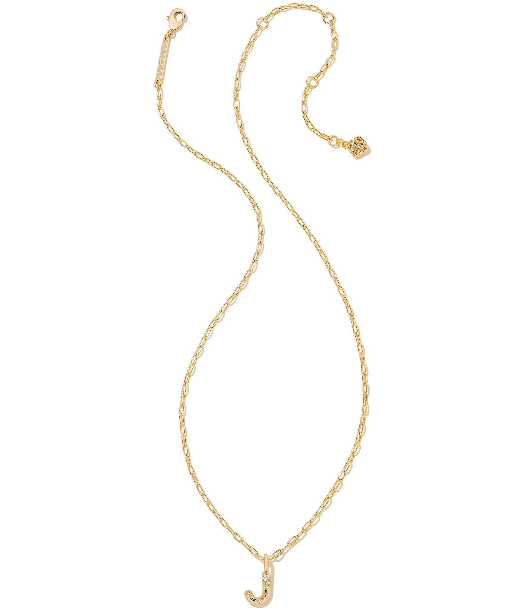 Kendra Scott Crystal Initial Gold Short Pendant Necklace