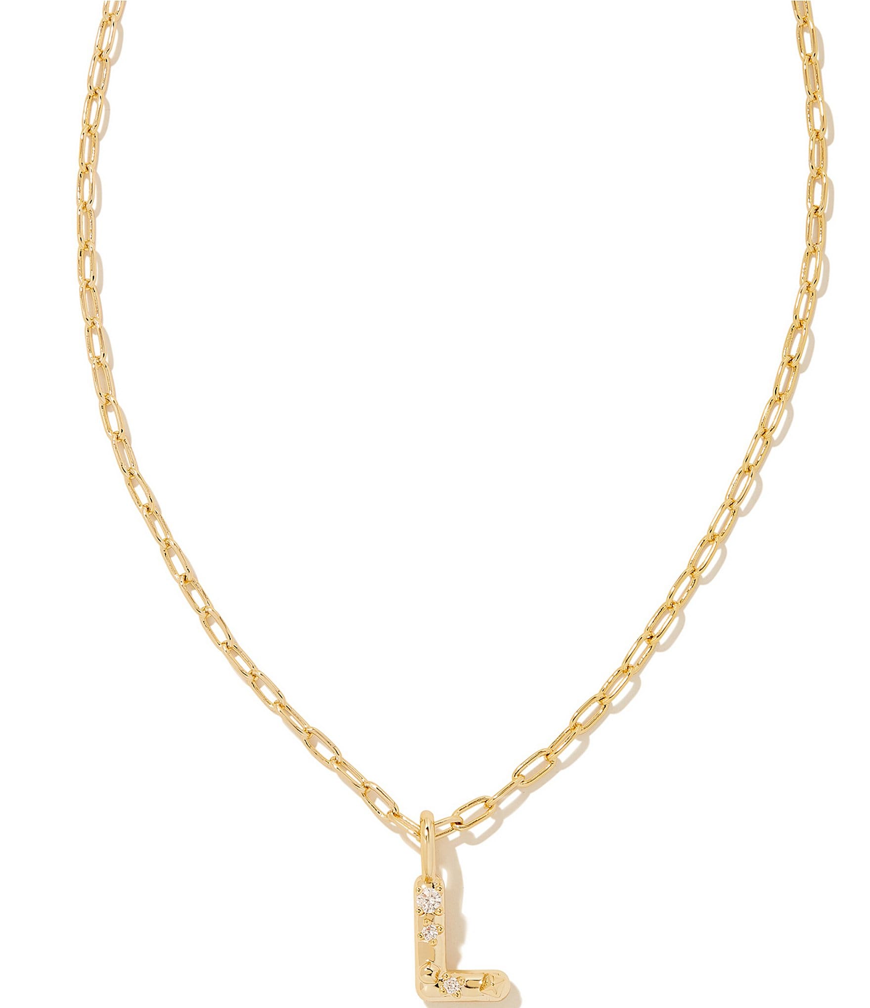 Kendra Scott Crystal Initial Gold Short Pendant Necklace