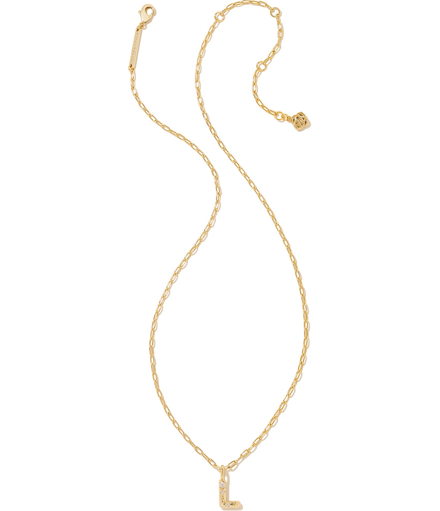 Kendra Scott Crystal Initial Gold Short Pendant Necklace