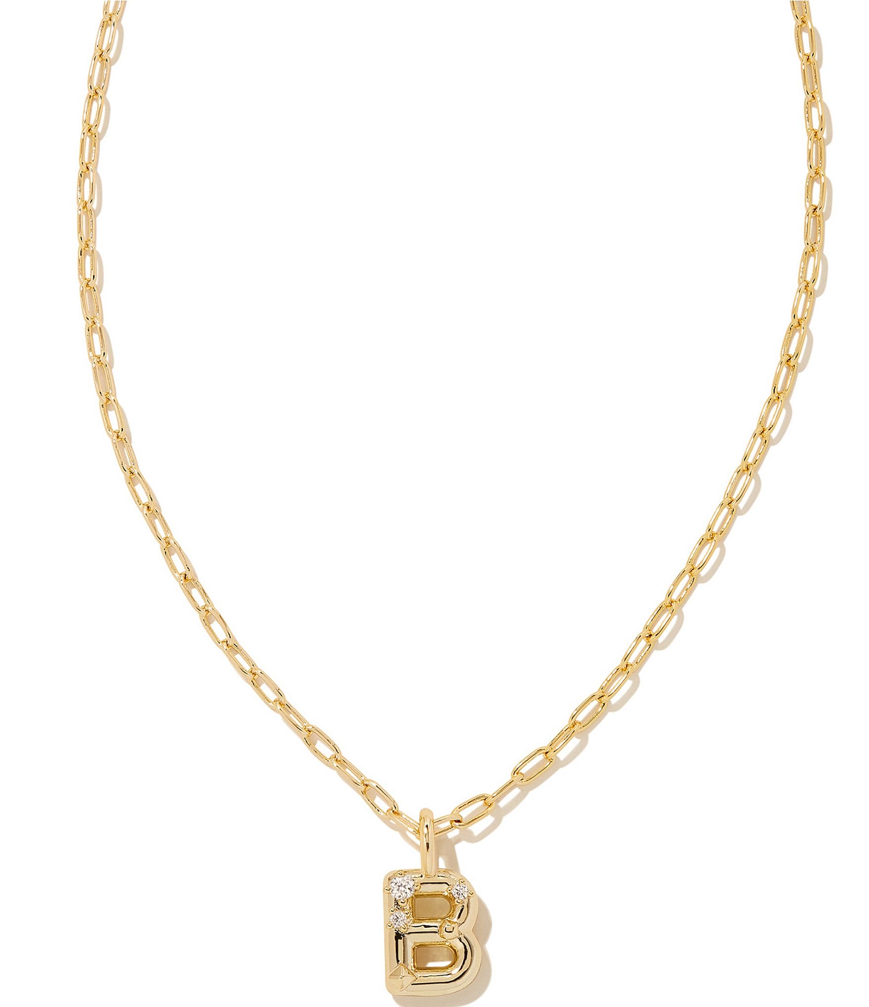 Kendra Scott Crystal Initial Gold Short Pendant Necklace