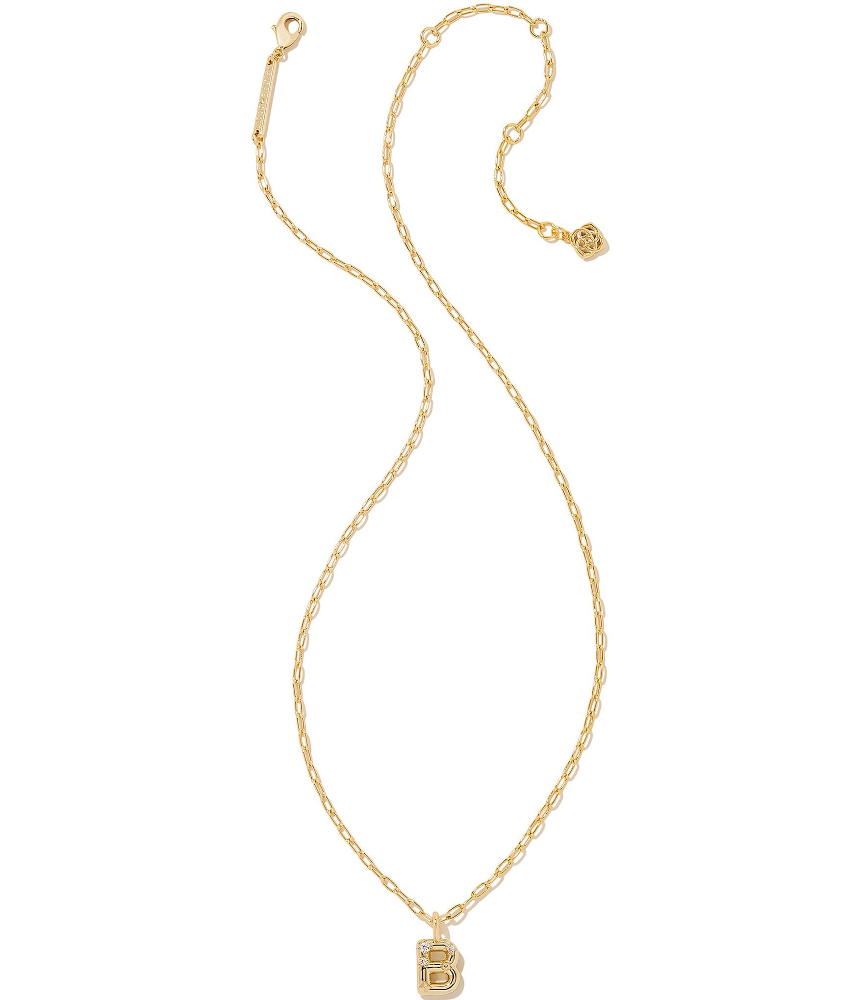 Kendra Scott Crystal Initial Gold Short Pendant Necklace