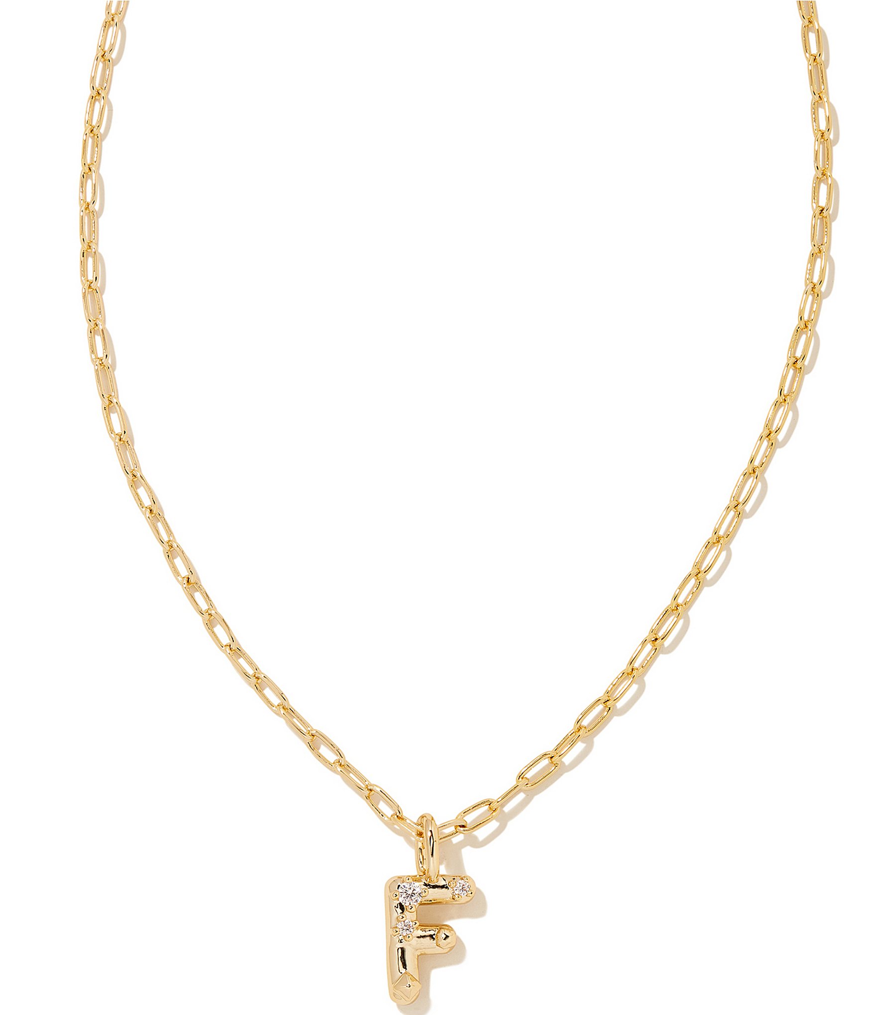 Kendra Scott Crystal Initial Gold Short Pendant Necklace