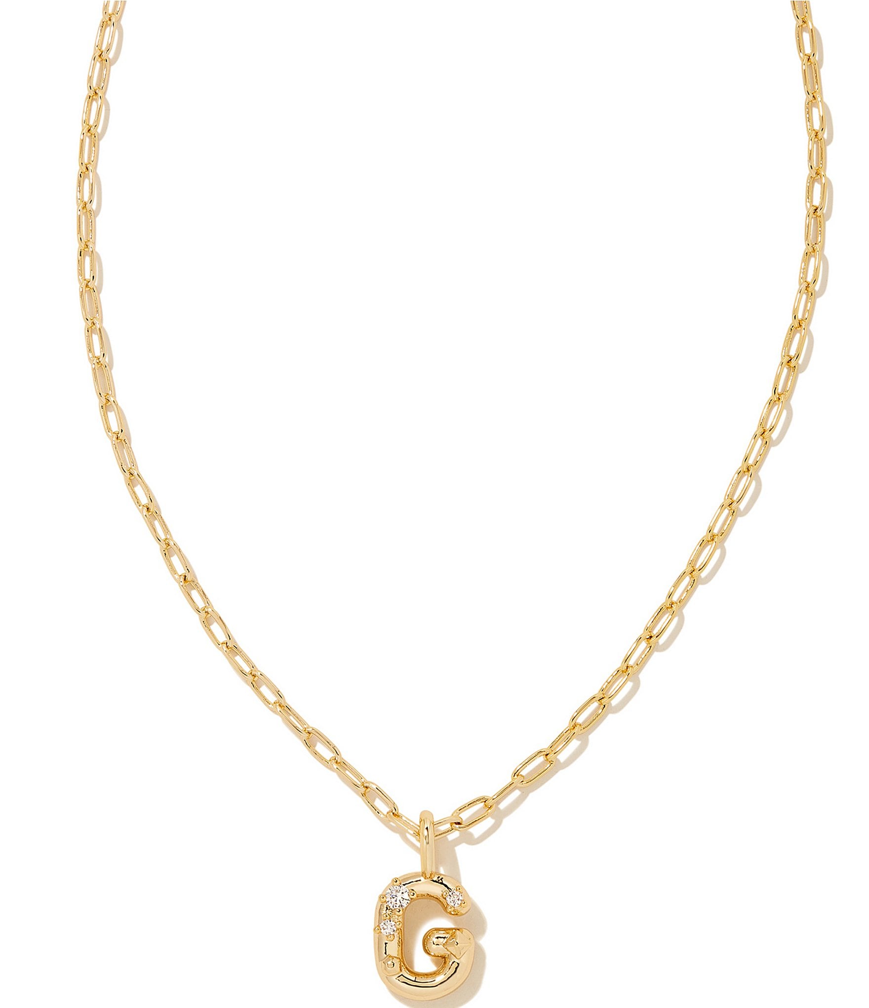 Kendra Scott Crystal Initial Gold Short Pendant Necklace