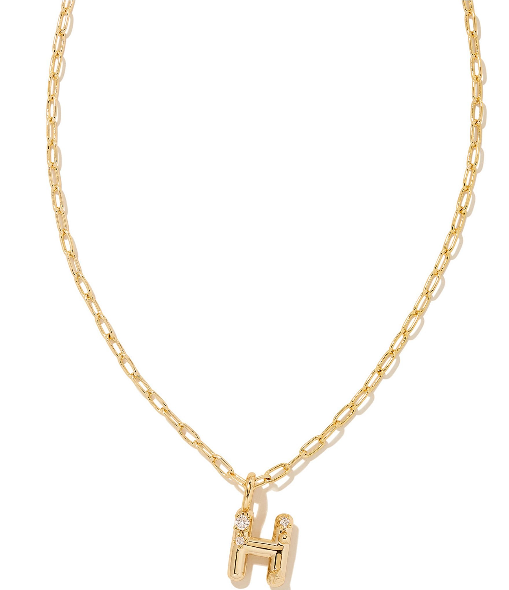 Kendra Scott Crystal Initial Gold Short Pendant Necklace