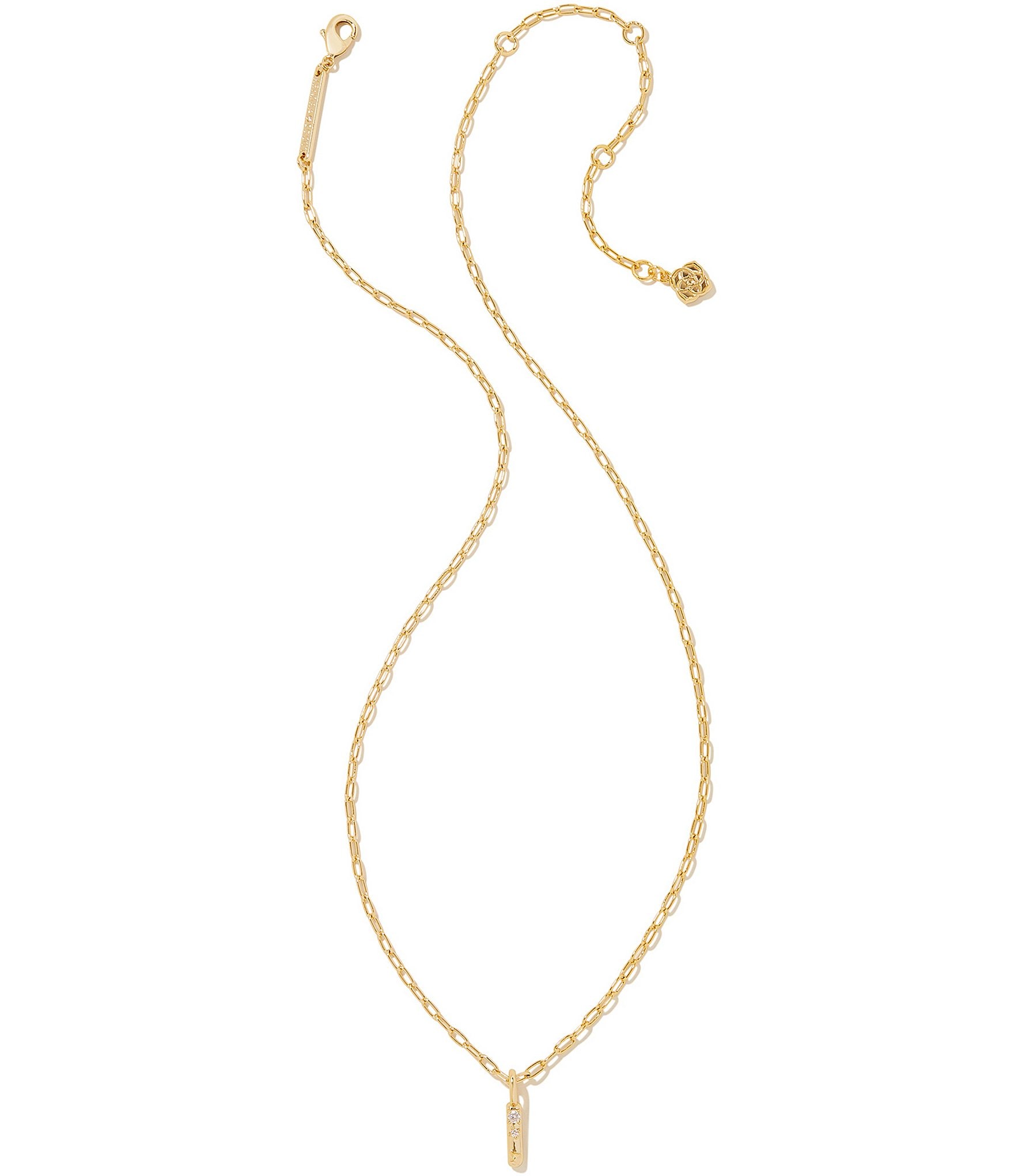 Kendra Scott Crystal Initial Gold Short Pendant Necklace