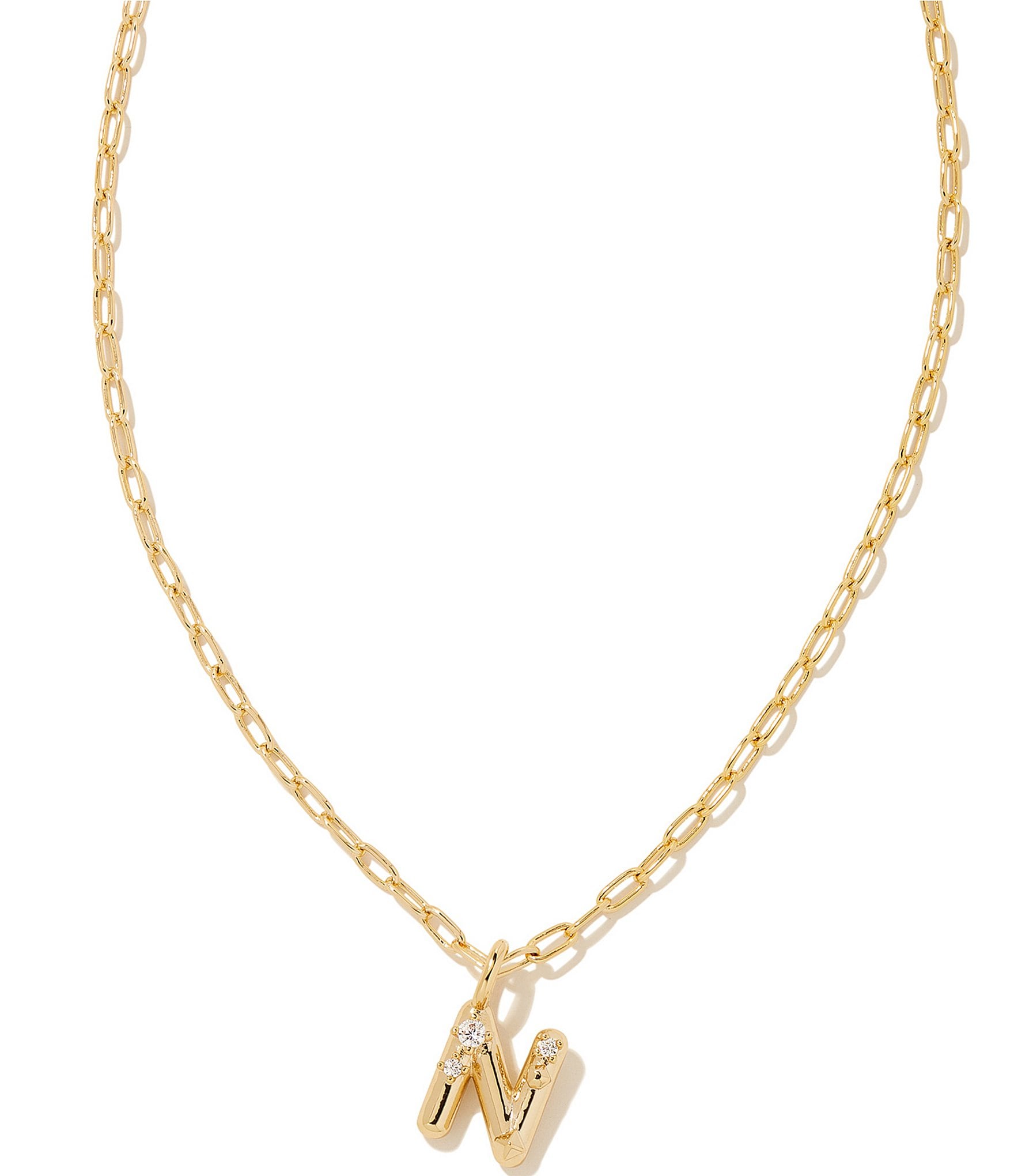 Kendra Scott Crystal Initial Gold Short Pendant Necklace