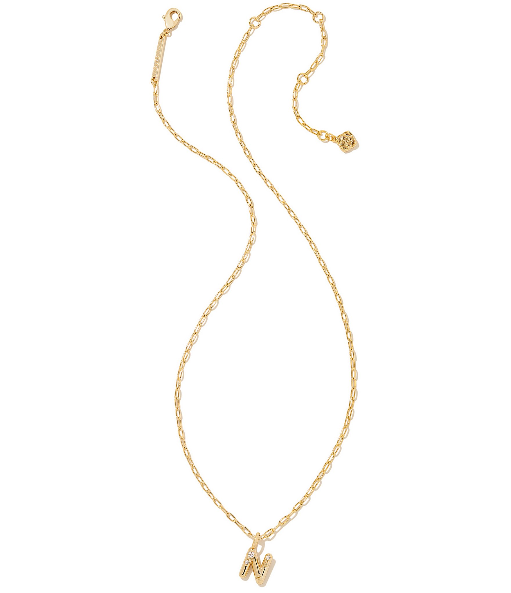 Kendra Scott Crystal Initial Gold Short Pendant Necklace