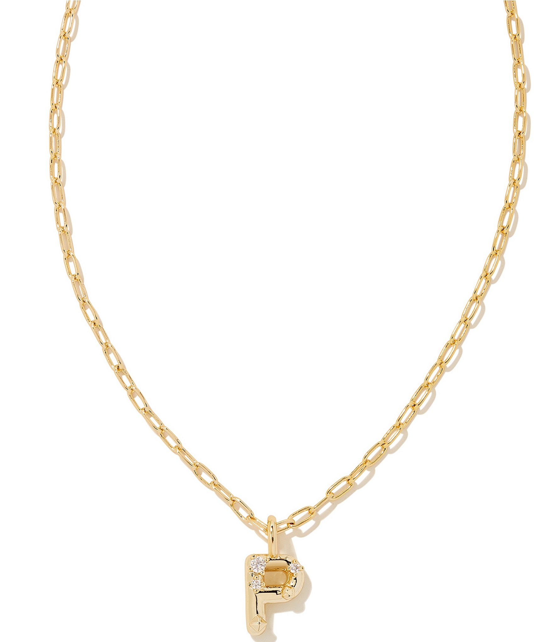 Kendra Scott Crystal Initial Gold Short Pendant Necklace