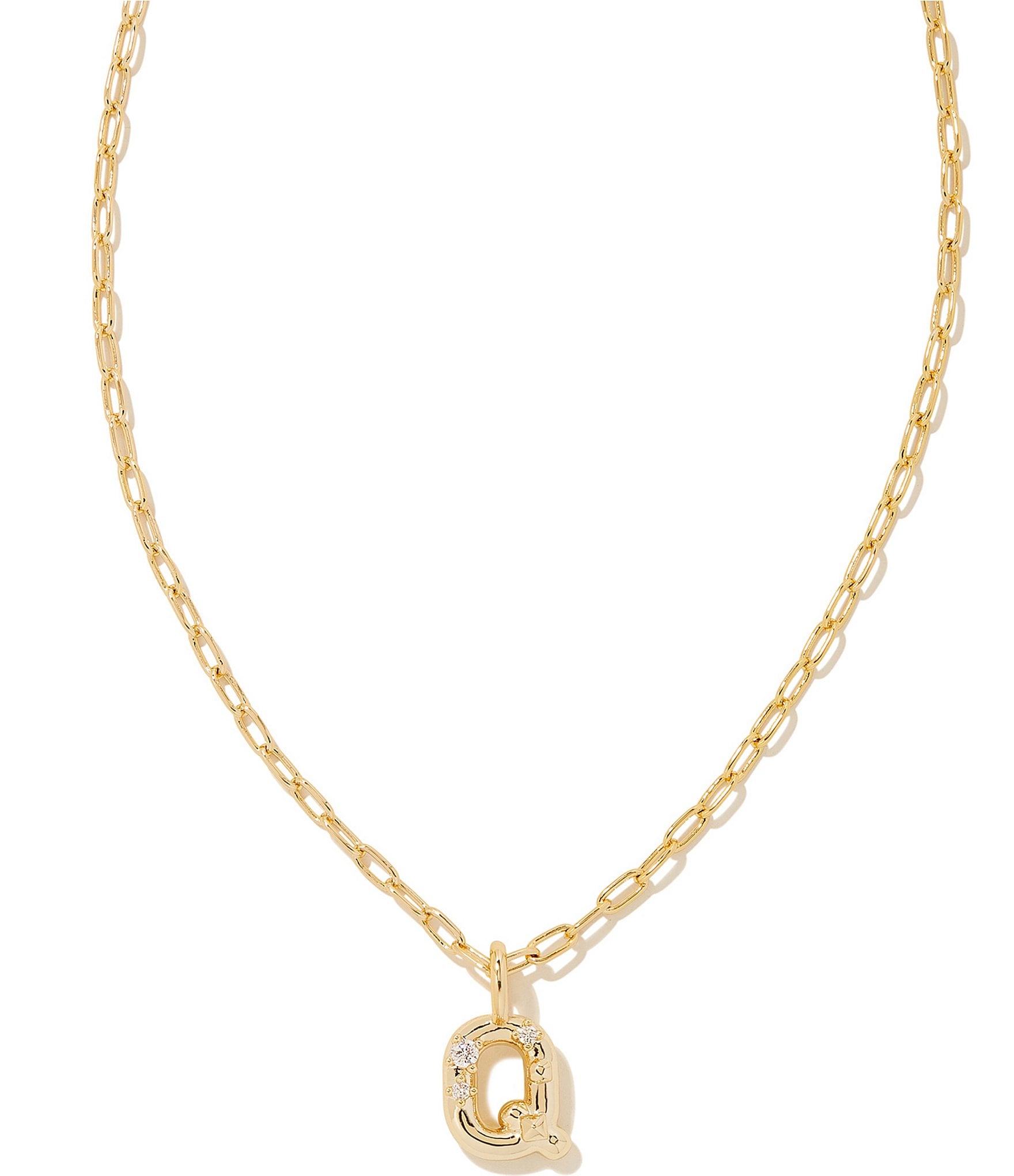 Kendra Scott Crystal Initial Gold Short Pendant Necklace