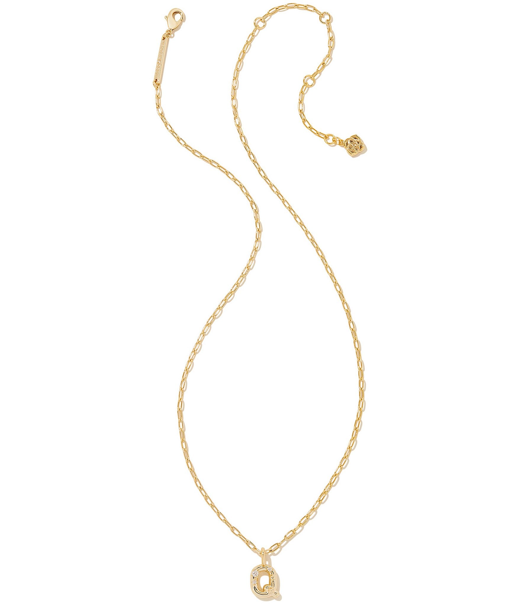 Kendra Scott Crystal Initial Gold Short Pendant Necklace