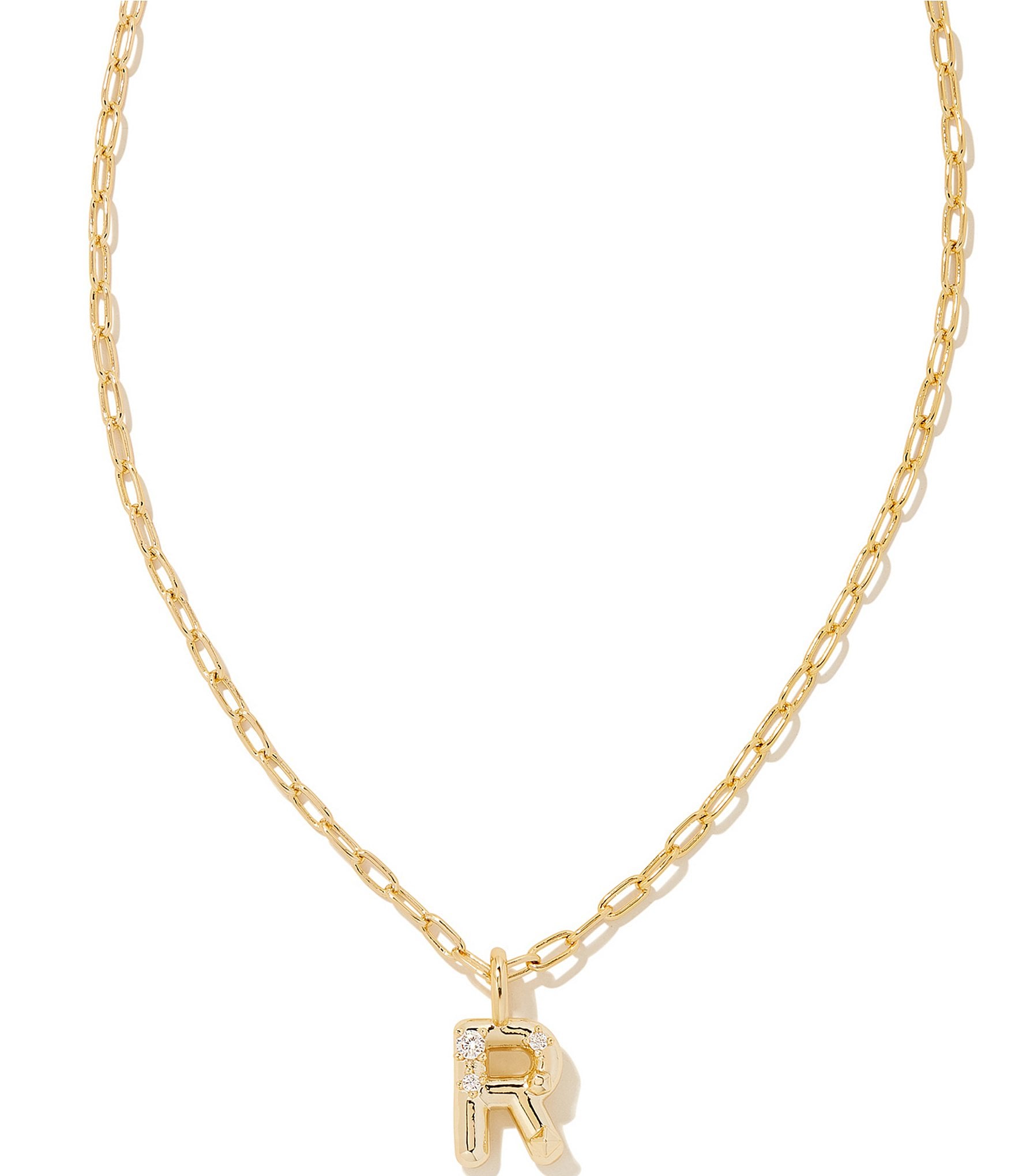 Kendra Scott Crystal Initial Gold Short Pendant Necklace