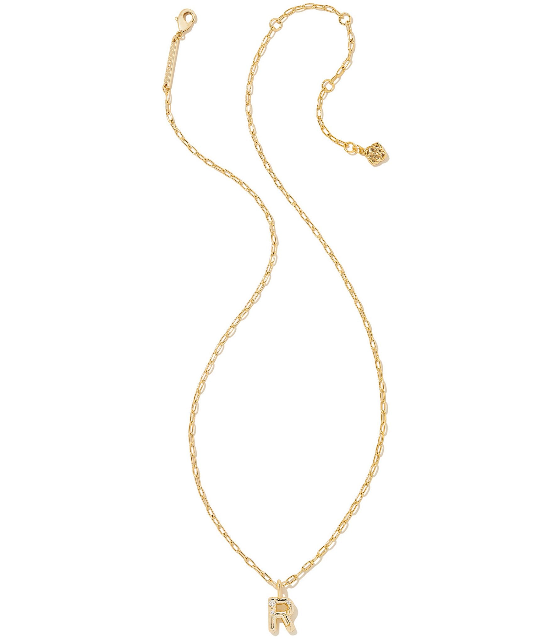 Kendra Scott Crystal Initial Gold Short Pendant Necklace