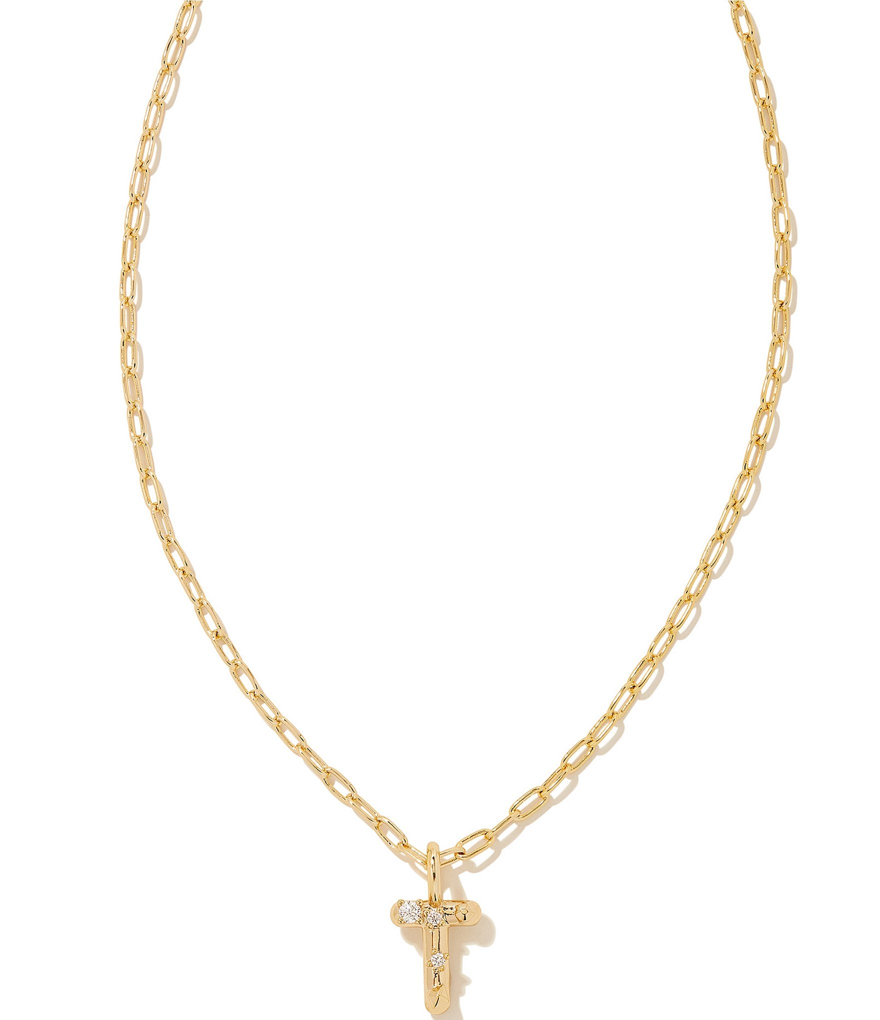 Kendra Scott Crystal Initial Gold Short Pendant Necklace