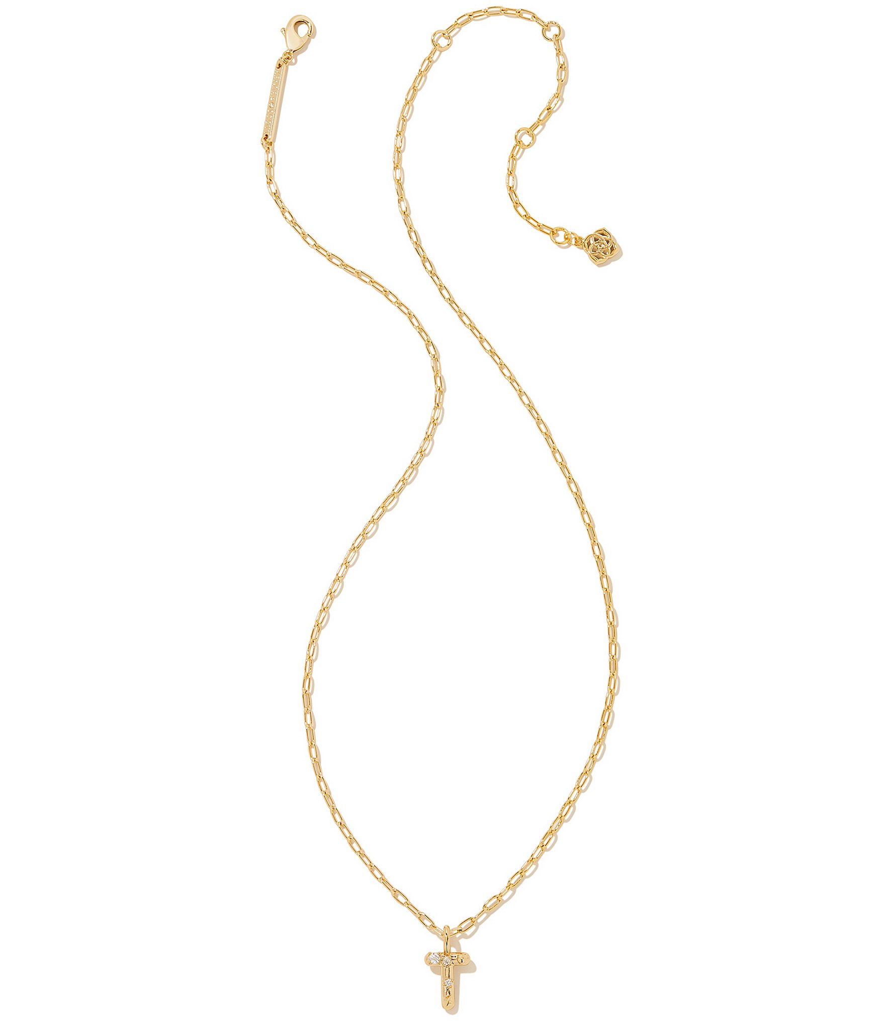 Kendra Scott Crystal Initial Gold Short Pendant Necklace