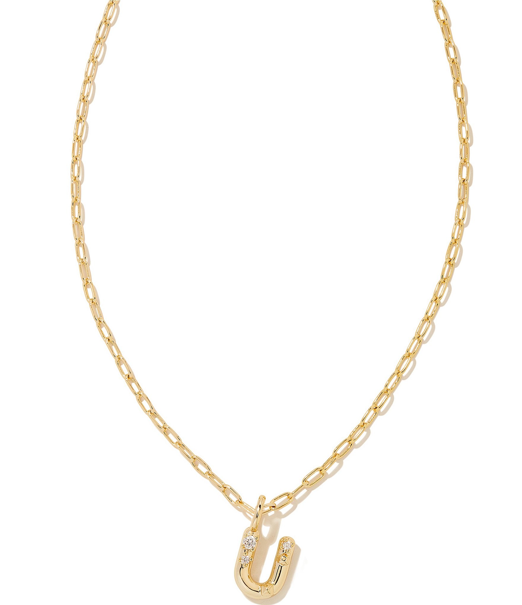 Kendra Scott Crystal Initial Gold Short Pendant Necklace