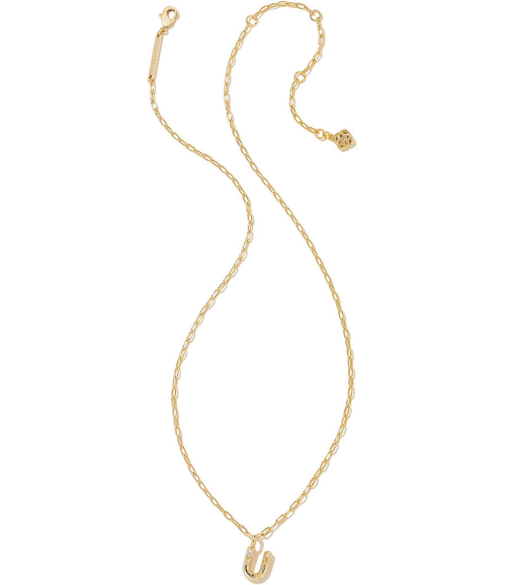 Kendra Scott Crystal Initial Gold Short Pendant Necklace