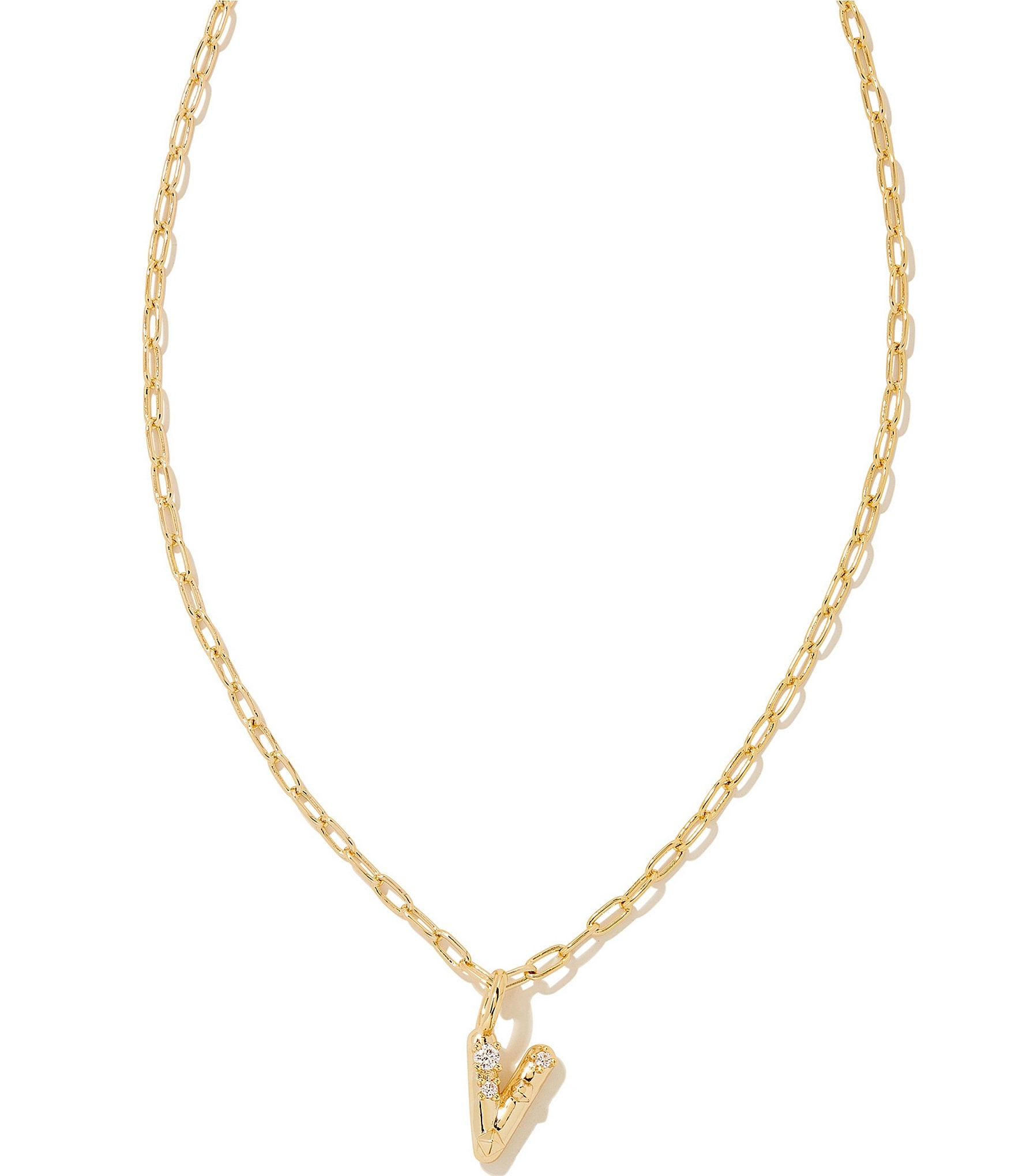 Kendra Scott Crystal Initial Gold Short Pendant Necklace