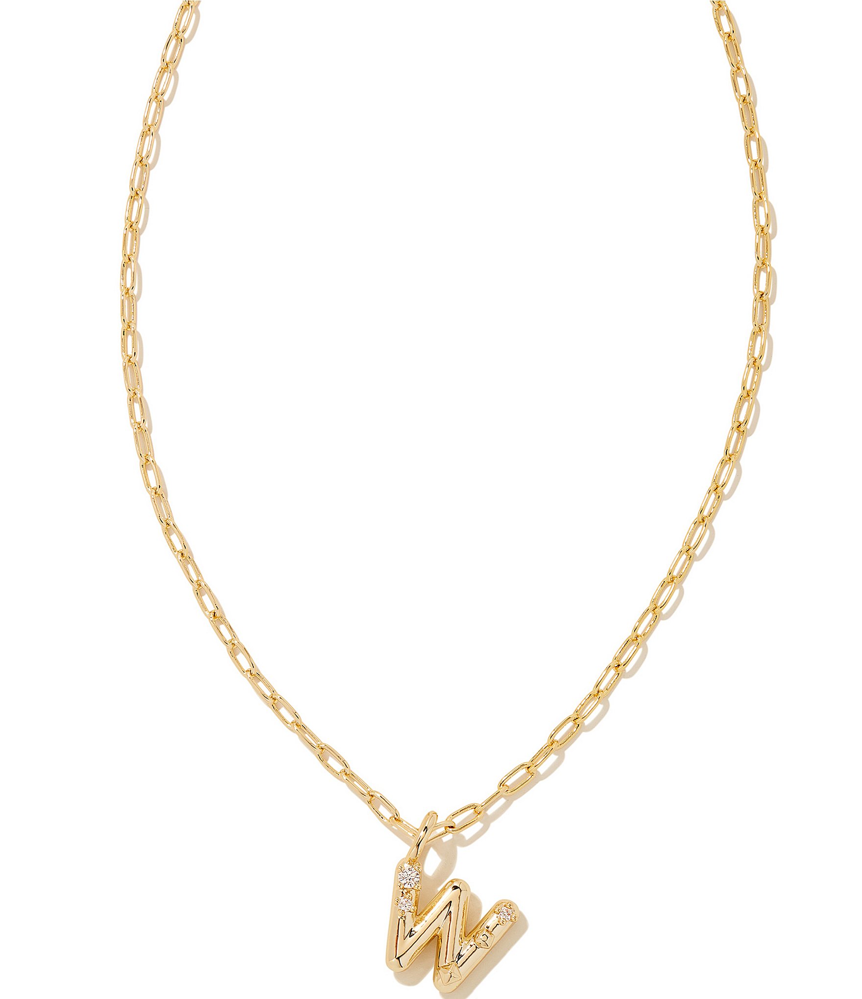 Kendra Scott Crystal Initial Gold Short Pendant Necklace