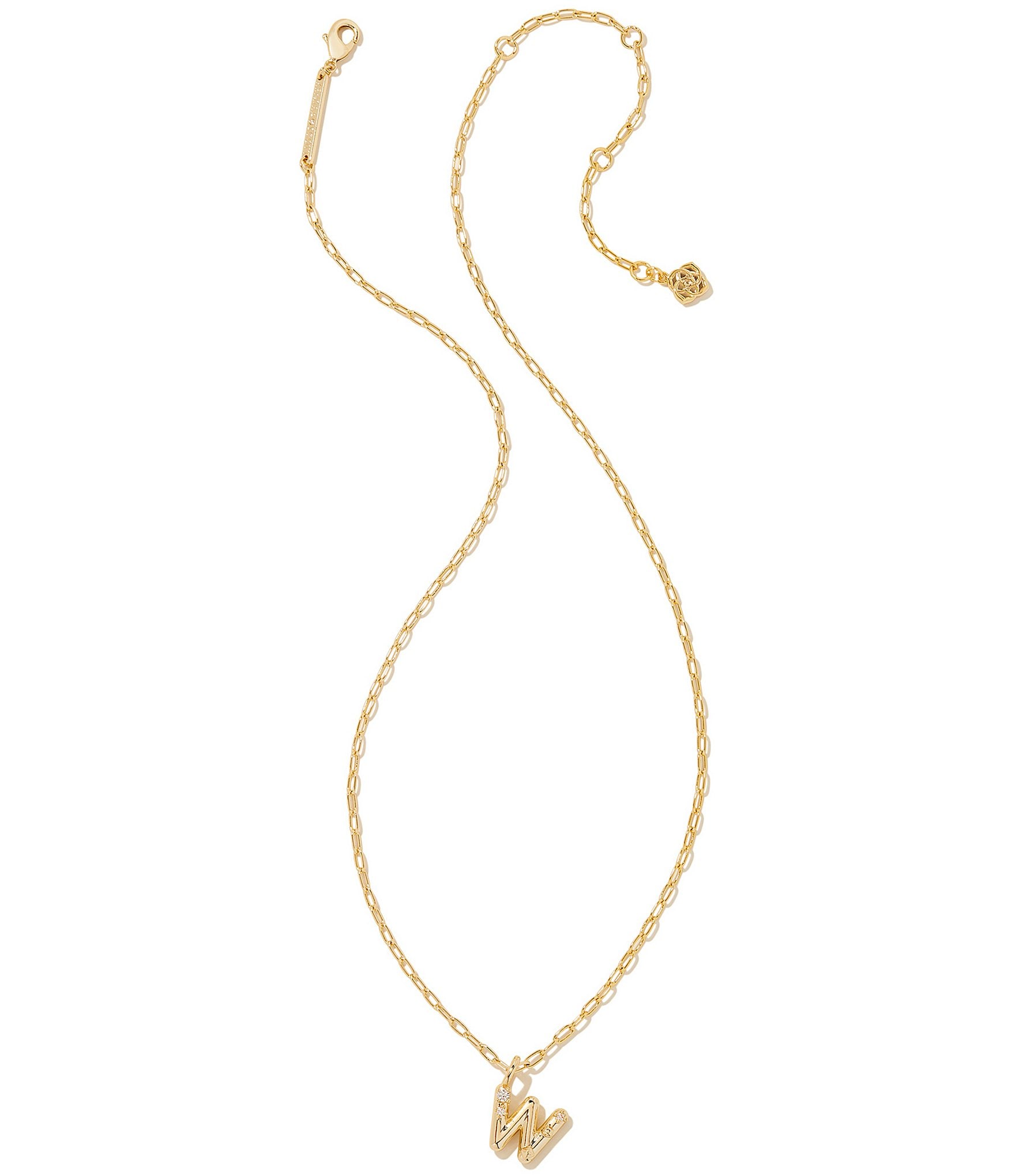 Kendra Scott Crystal Initial Gold Short Pendant Necklace