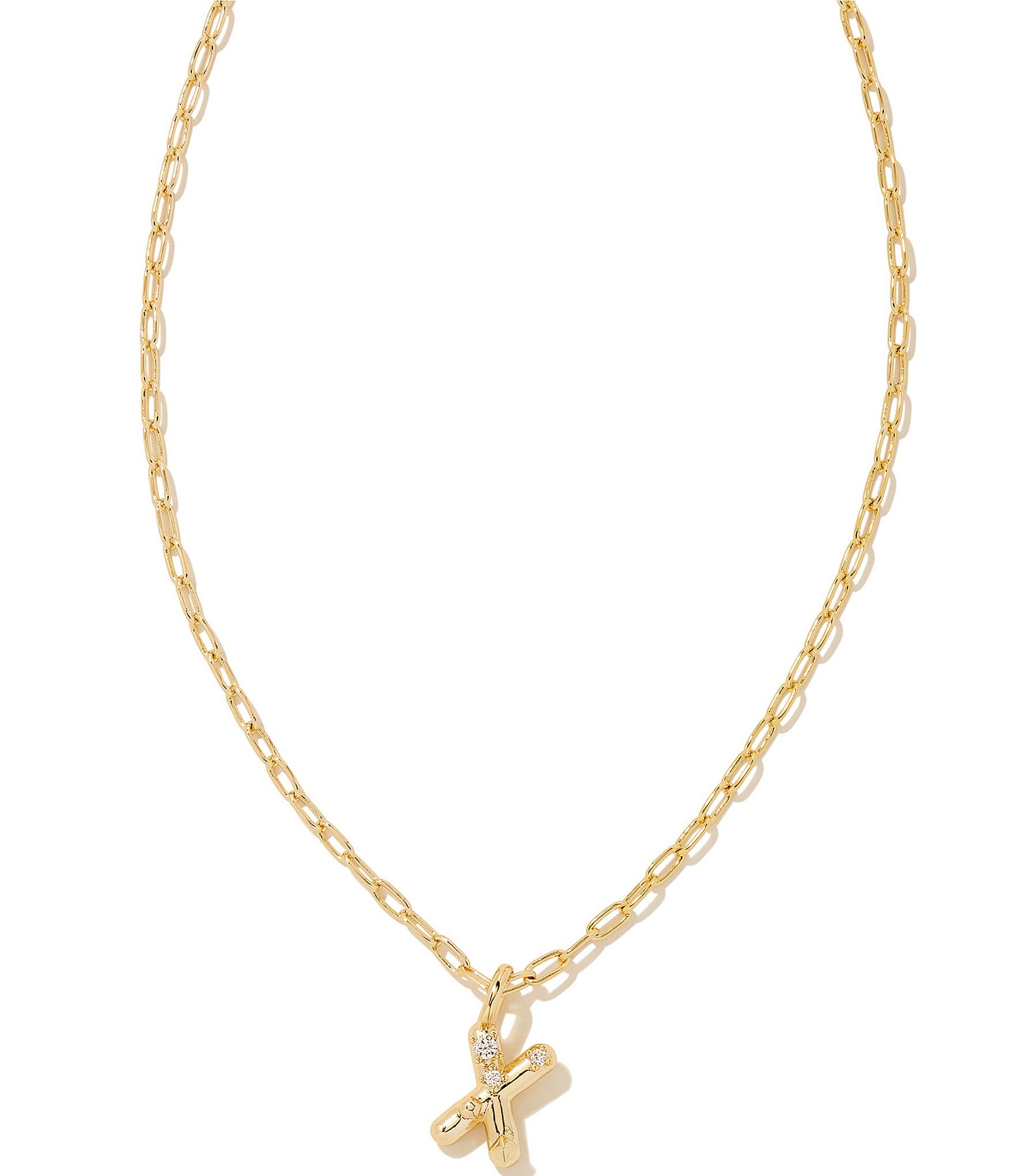 Kendra Scott Crystal Initial Gold Short Pendant Necklace