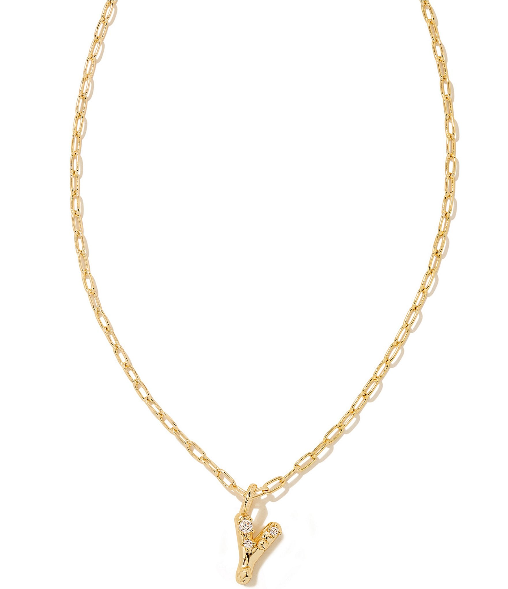 Kendra Scott Crystal Initial Gold Short Pendant Necklace