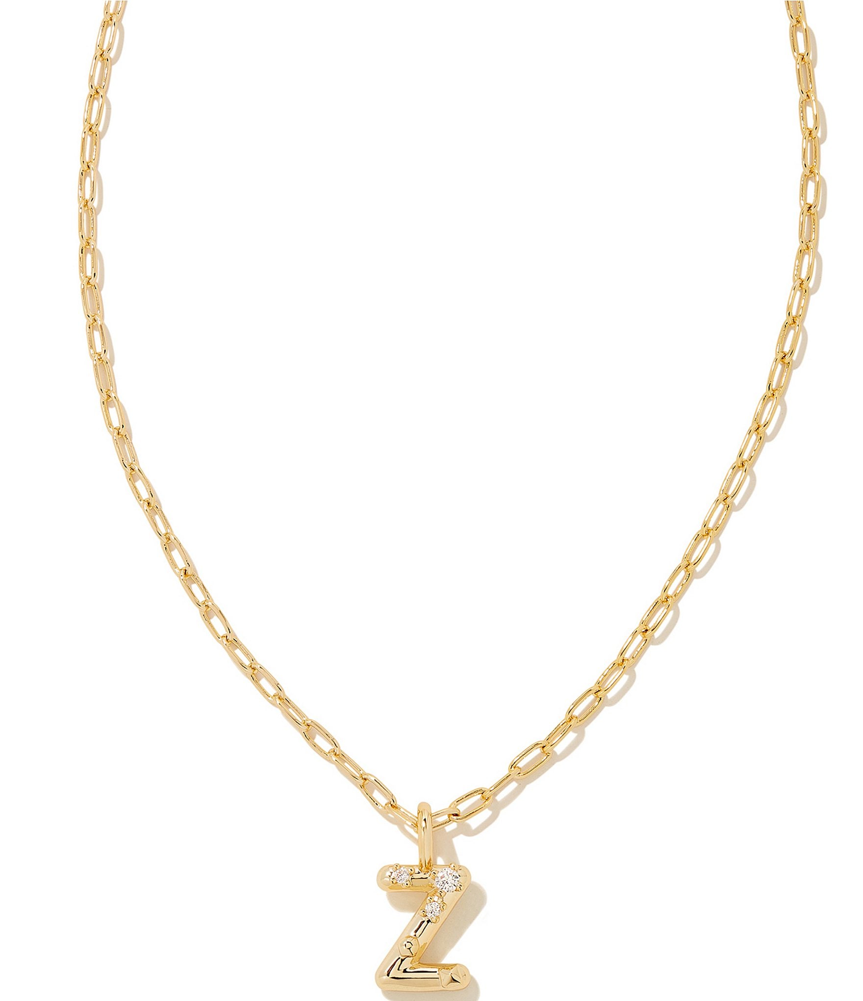 Kendra Scott Crystal Initial Gold Short Pendant Necklace