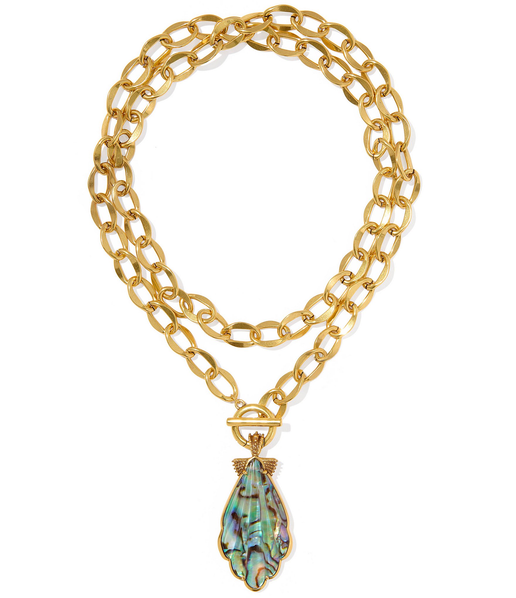 Kendra Scott Alexa Abalone Shell Reversible Pendant Convertible Chain Necklace