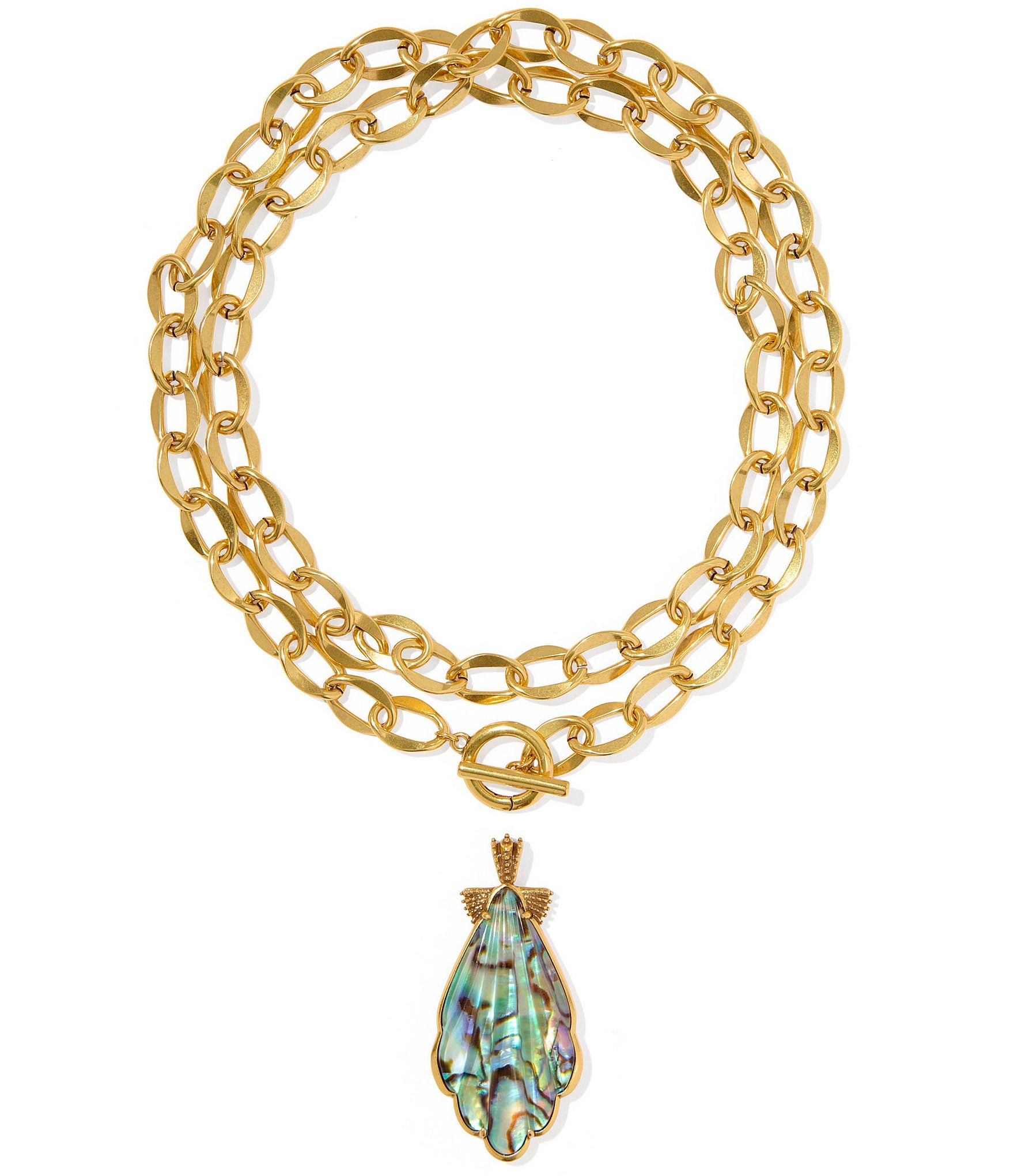 Kendra Scott Alexa Abalone Shell Reversible Pendant Convertible Chain Necklace