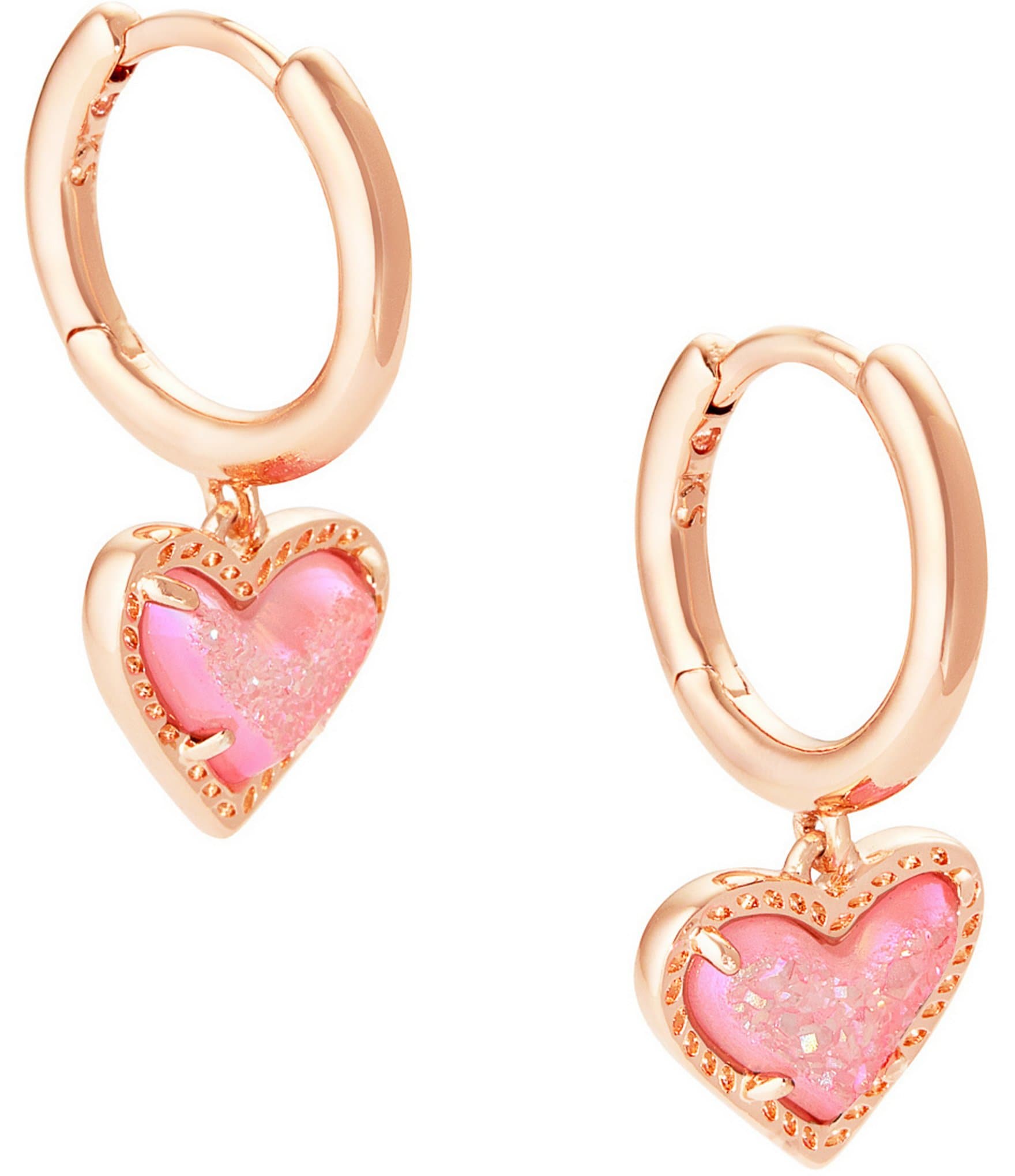 Kendra Scott Ari Heart Rose Gold Huggie Earrings | Dillard's