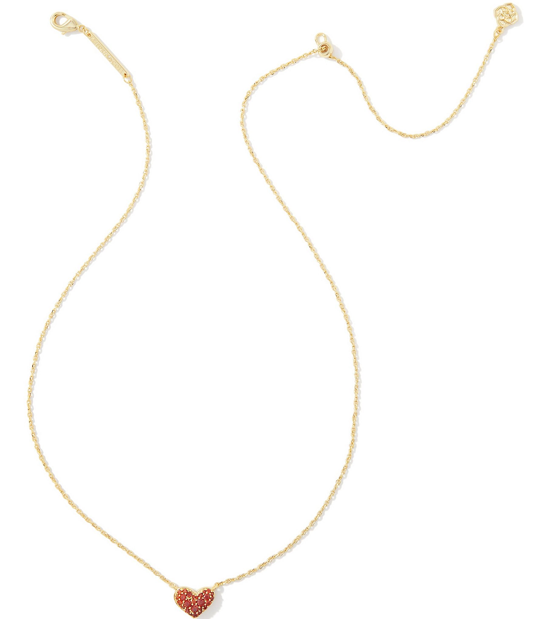 Kendra Scott Ari Pave Crystal Heart Gold Short Pendant Necklace