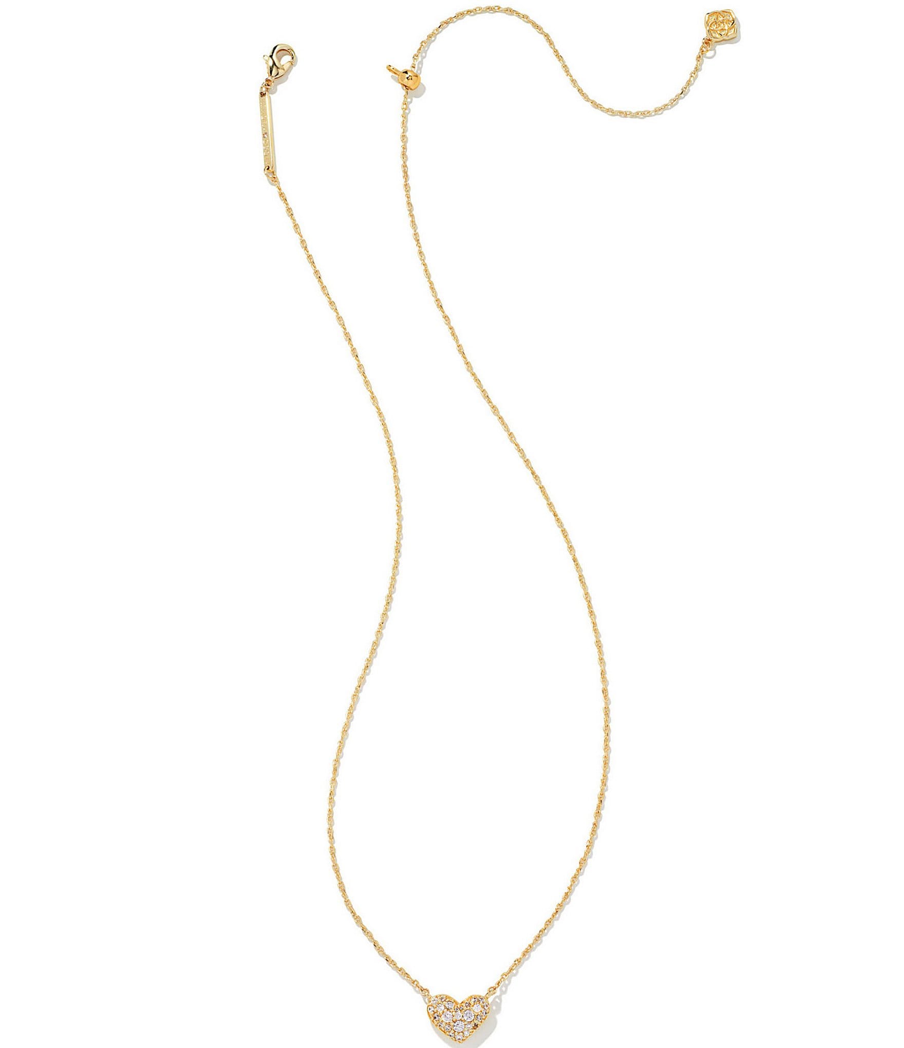 Kendra Scott Ari Pave Crystal Heart Gold Short Pendant Necklace