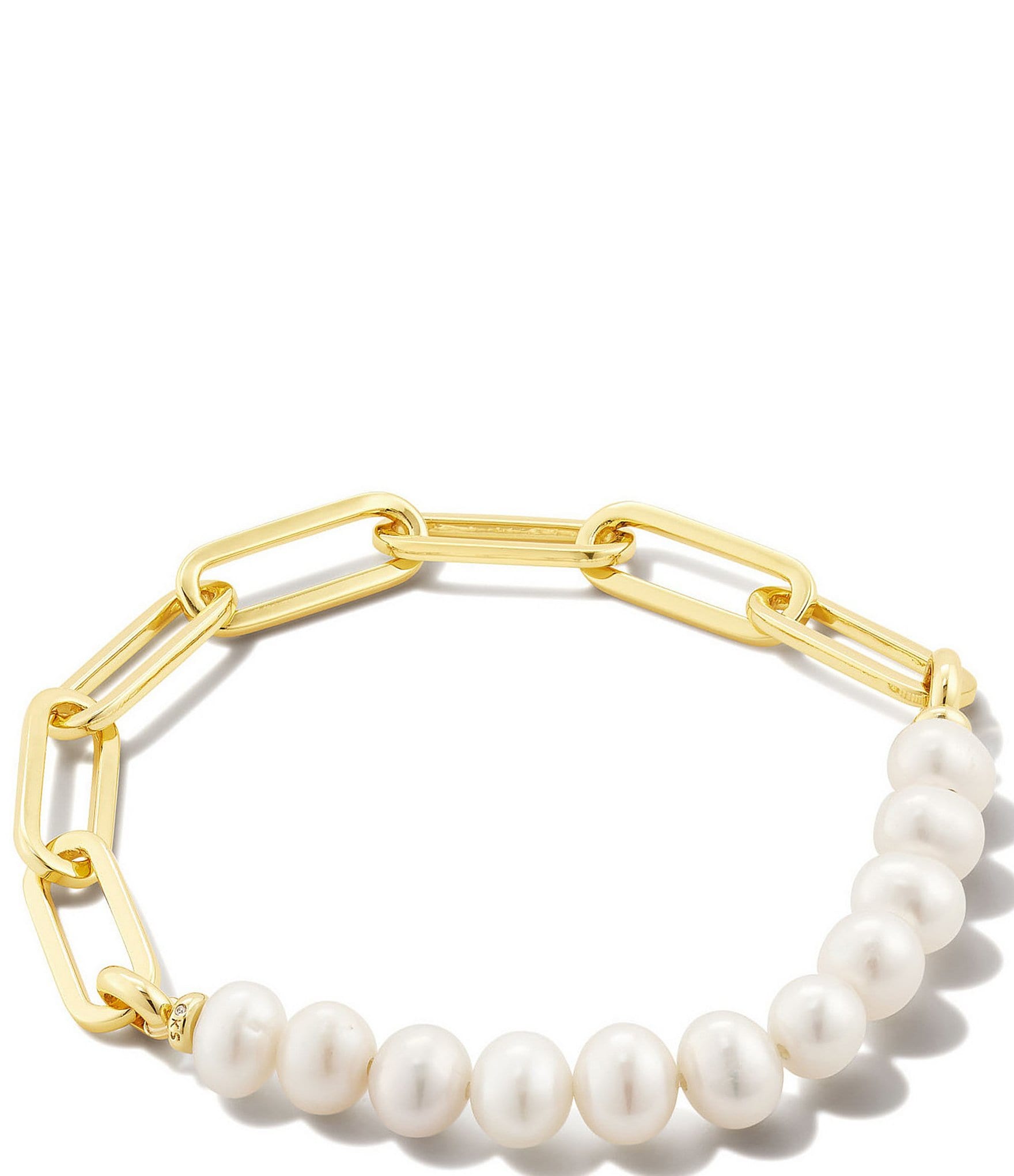 Kendra Scott Ashton Half Chain Half Pearl Gold Stretch Line Bracelet