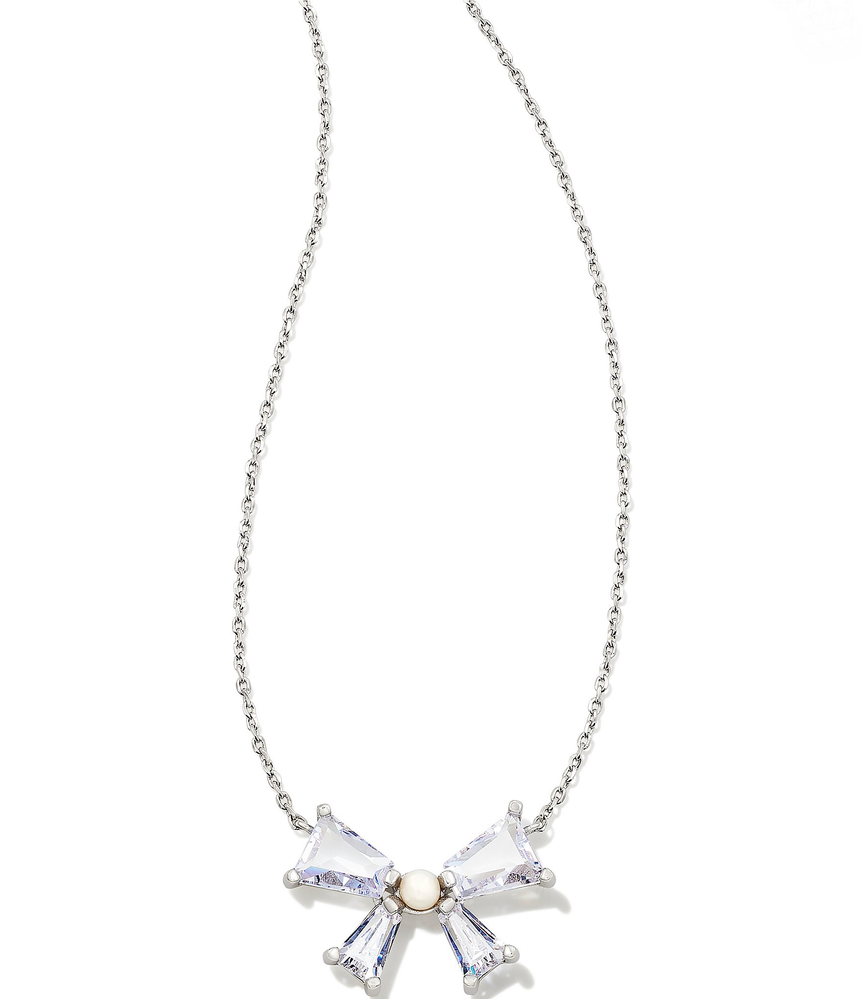 Kendra Scott Blair Bow Crystal Pearl Short Pendant Necklace