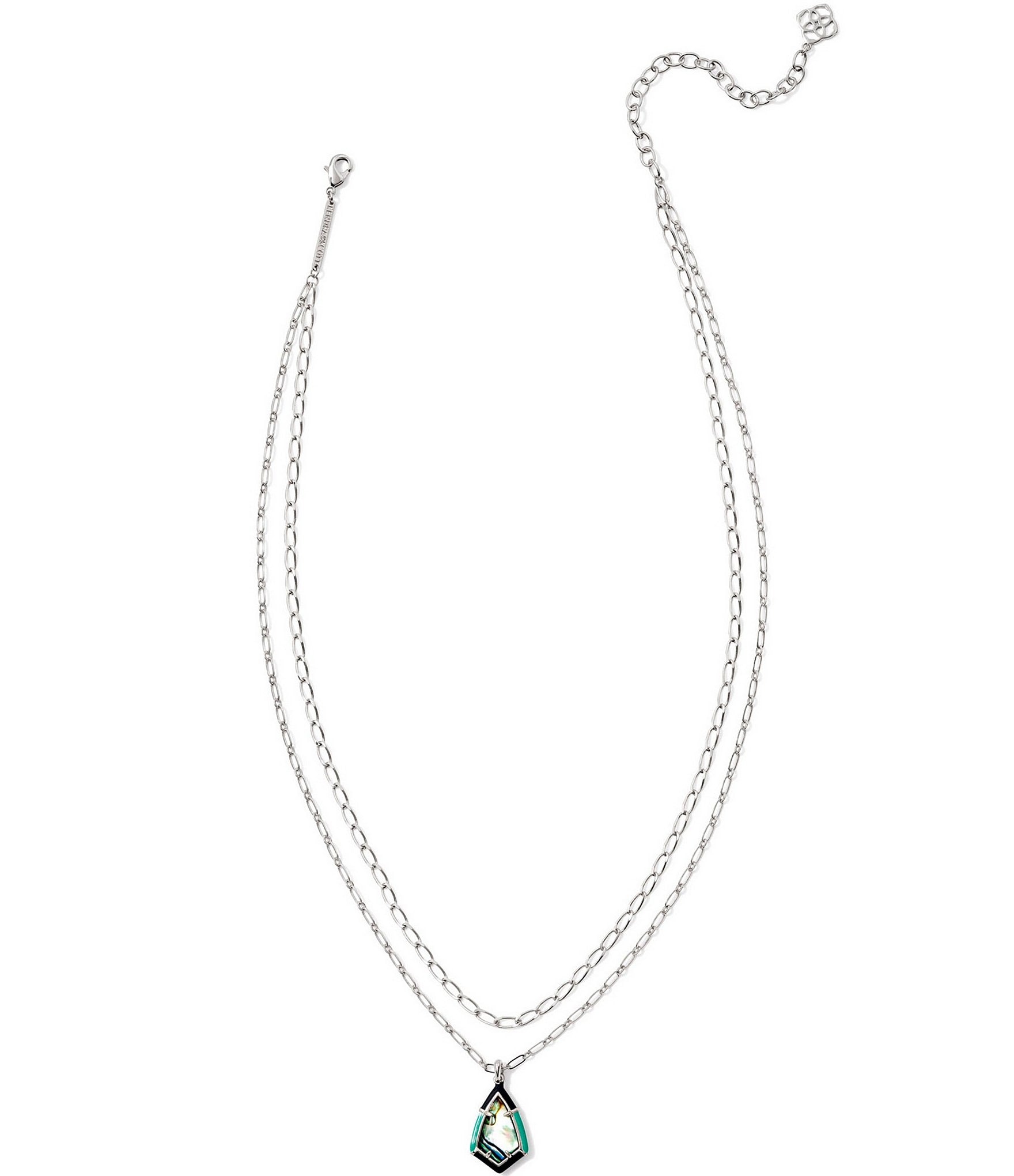 Kendra Scott Camry Enamel Frame Silver Short Multi Strand Necklace