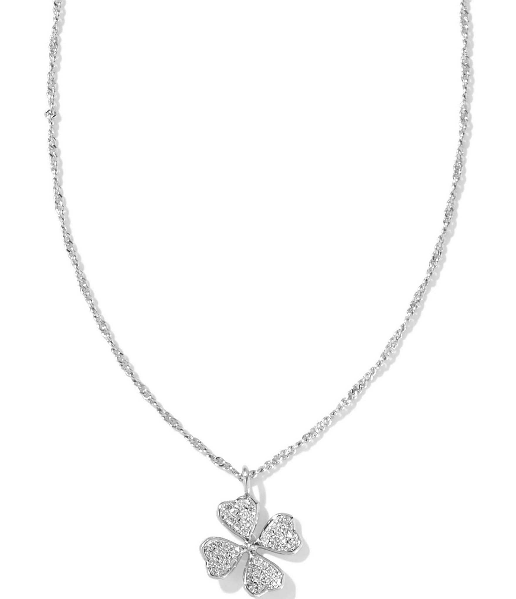 Kendra Scott Clover Crystal Silver Short Pendant Necklace Dillard's