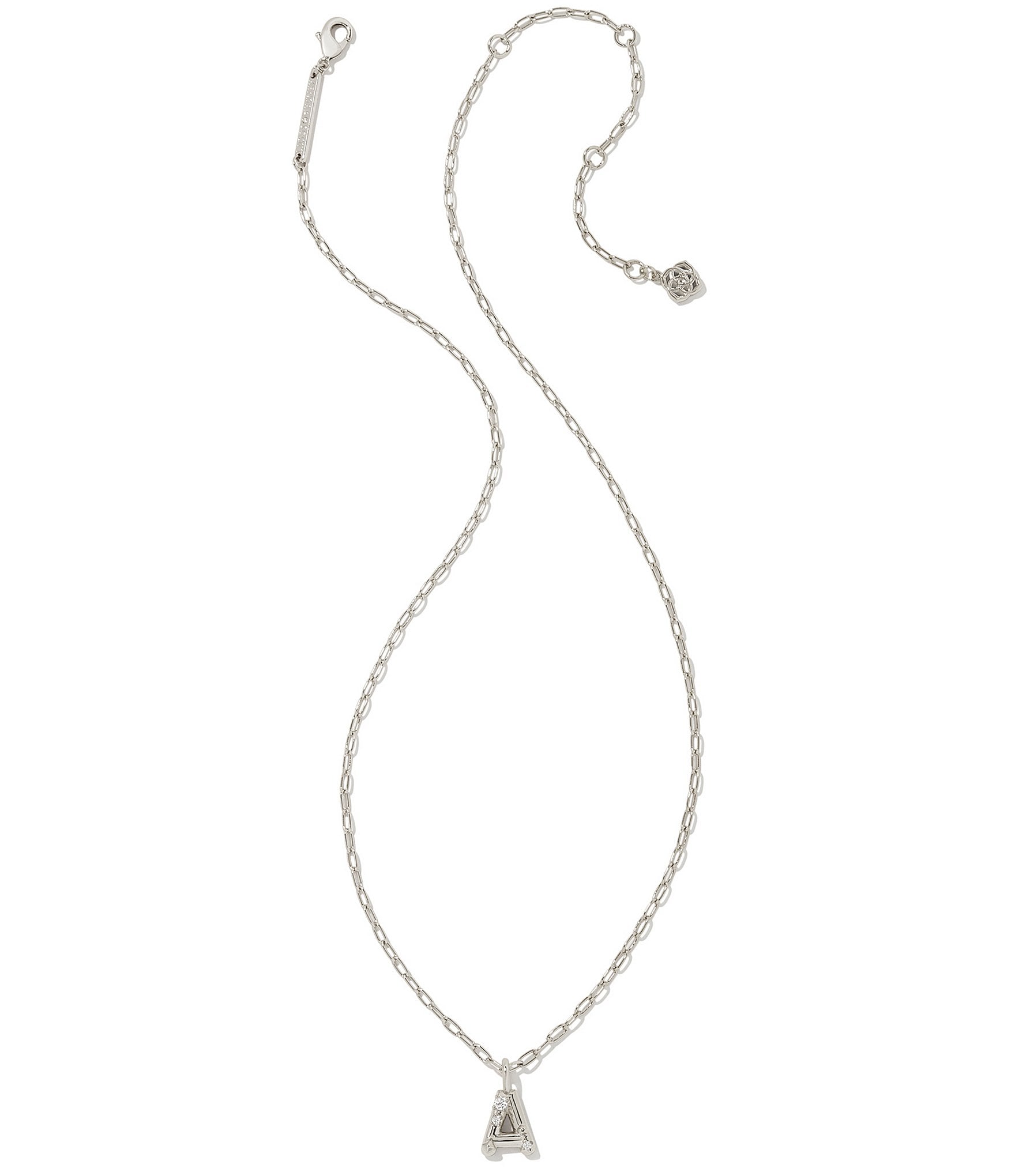 Kendra Scott Crystal Initial Letter Silver Short Pendant Necklace