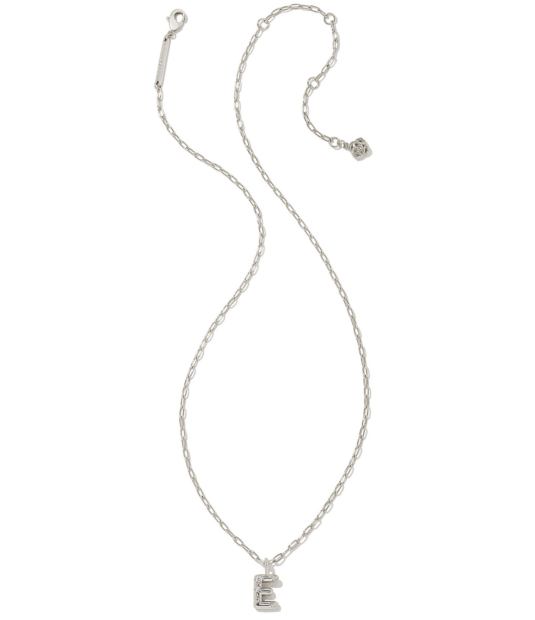 Kendra Scott Crystal Initial Letter Silver Short Pendant Necklace